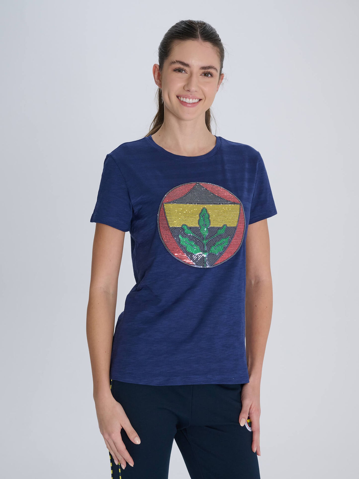 Fenerbahçe Lacivert Logolu Tribün Kadın Tshirt
