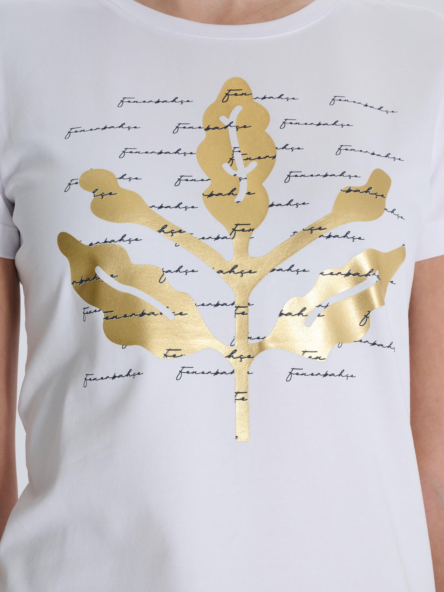 Fenerbahçe Beyaz Tribün Varak Baskılı Kadın Tshirt