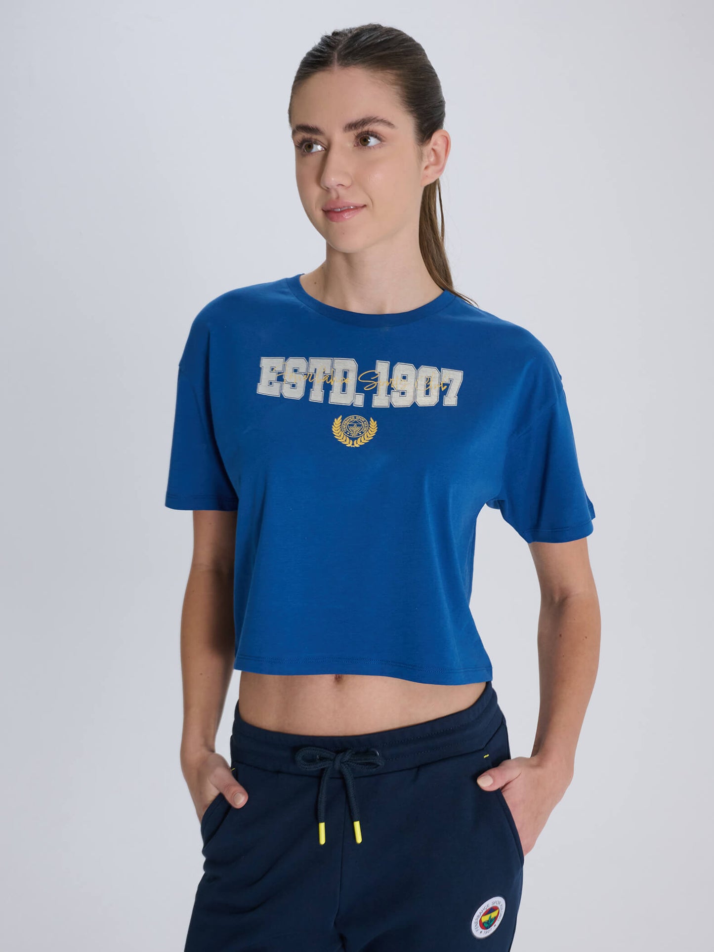 Fenerbahçe Mavi Estd 1907 Kadın Kolej Tshirt