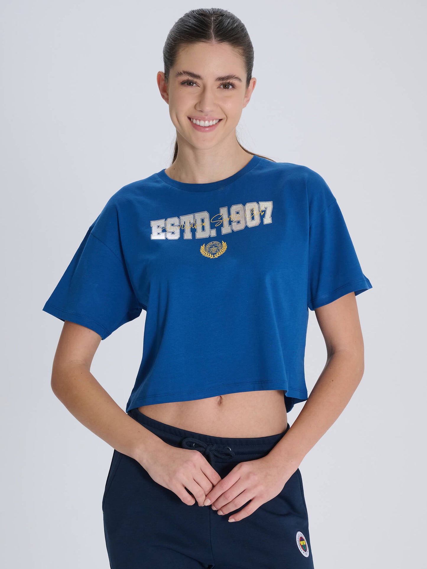 Fenerbahçe Mavi Estd 1907 Kadın Kolej Tshirt