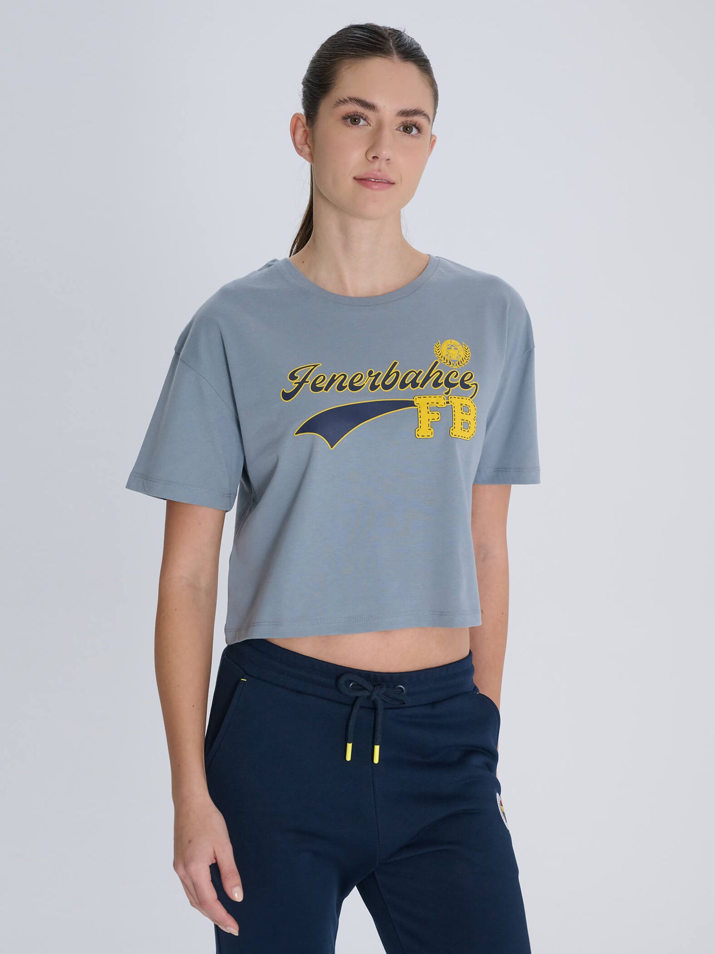 Fenerbahçe Gri Kadın Kolej Oversize Tshirt