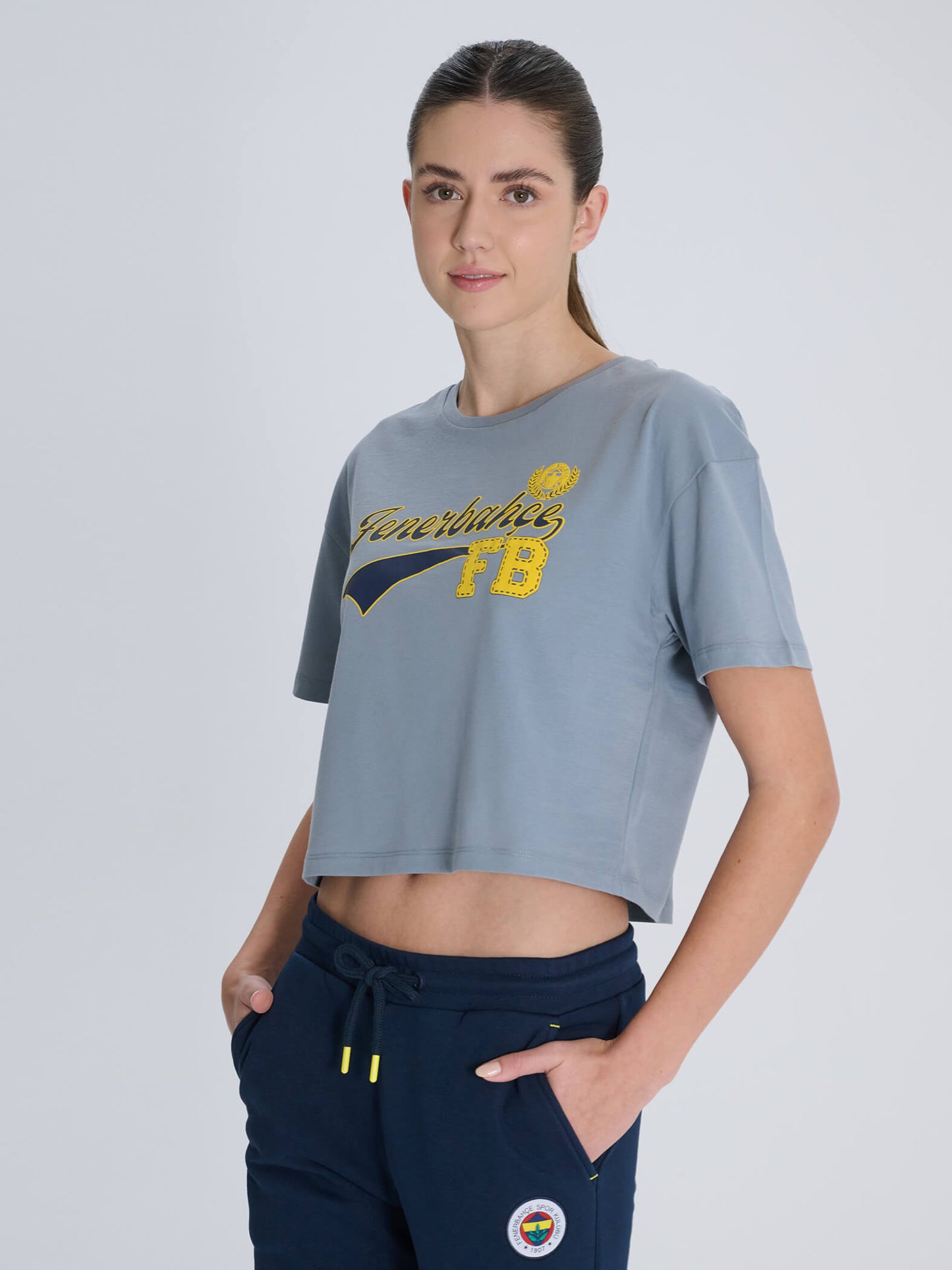 Fenerbahçe Gri Kadın Kolej Oversize Tshirt