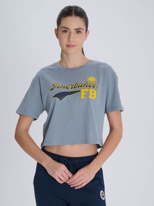 Fenerbahçe Gri Kadın Kolej Oversize Tshirt