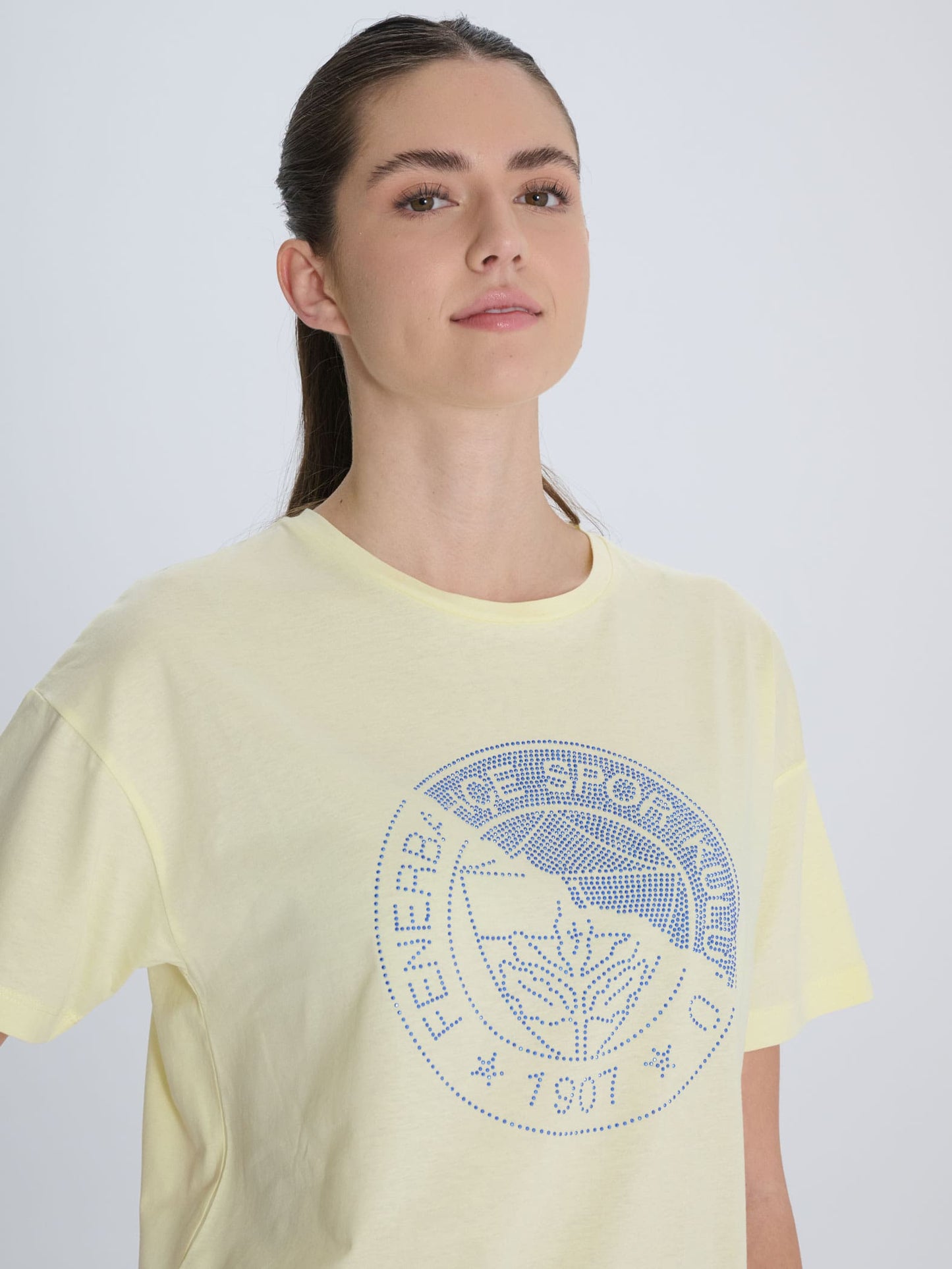 Fenerbahçe Sarı Logolu Trend Kadın Oversize Tshirt