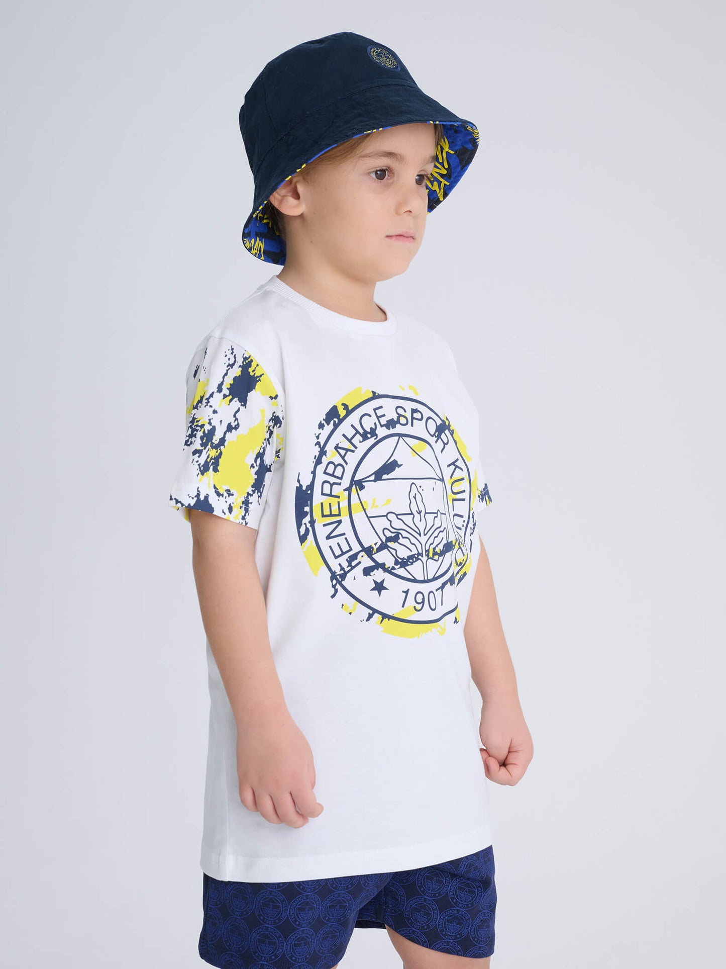 Fenerbahçe Beyaz Kamuflaj Detaylı Tribün Çocuk Tshirt
