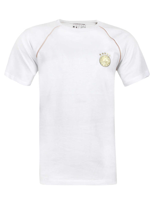 Fenerbahçe Beyaz 5 Yıldız Biyeli Gold Logo Erkek Tshirt