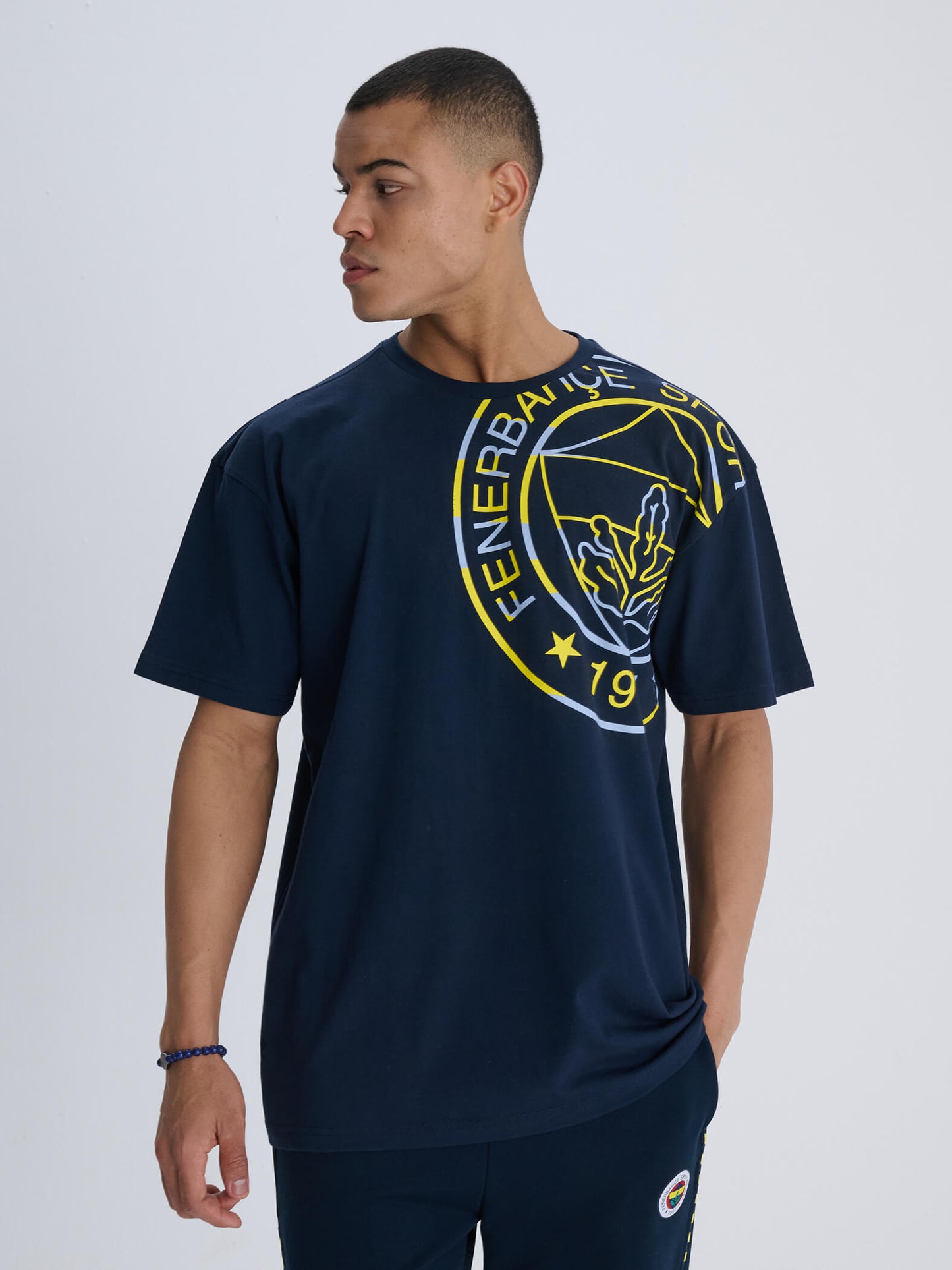 Fenerbahçe Lacivert Logolu Erkek Oversize Tshirt