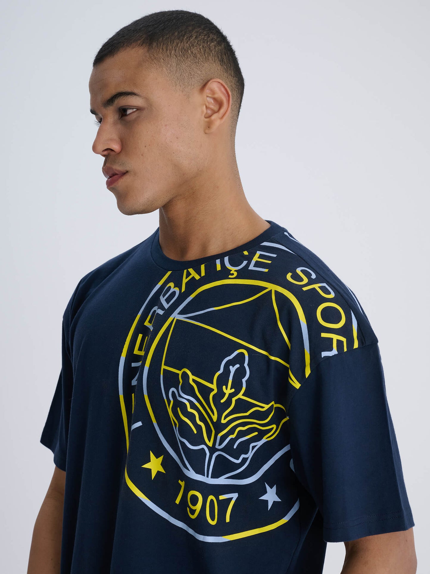 Fenerbahçe Lacivert Logolu Erkek Oversize Tshirt