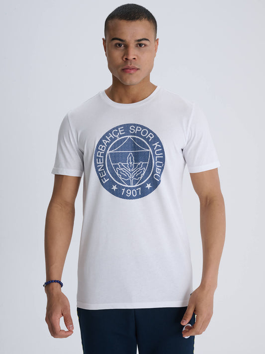 Fenerbahçe Beyaz Tribün Mesh Logolu Erkek Tshirt