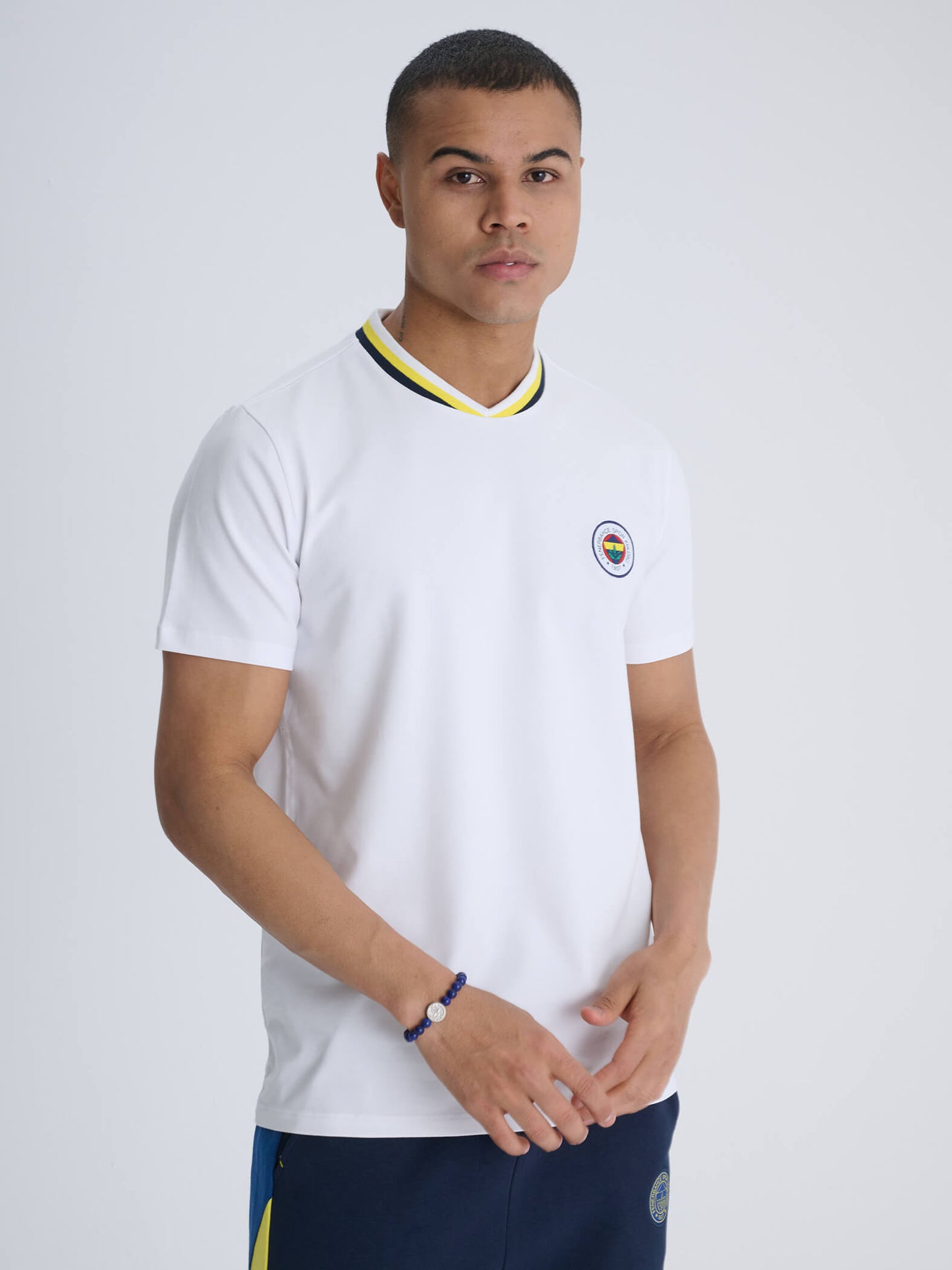 Fenerbahçe Beyaz Tribün Triko Yaka Erkek Tshirt