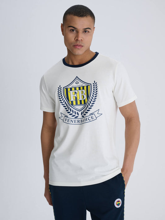 Fenerbahçe Ekru Kolej Çelenk Erkek Tshirt