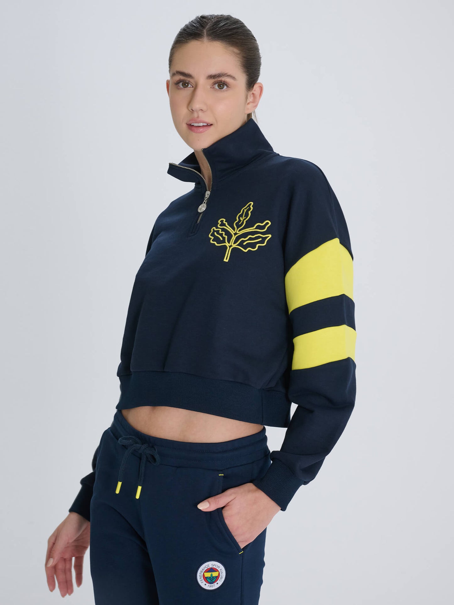 Fenerbahçe Lacivert Tribün Palamut Logolu Kadın Sweatshirt