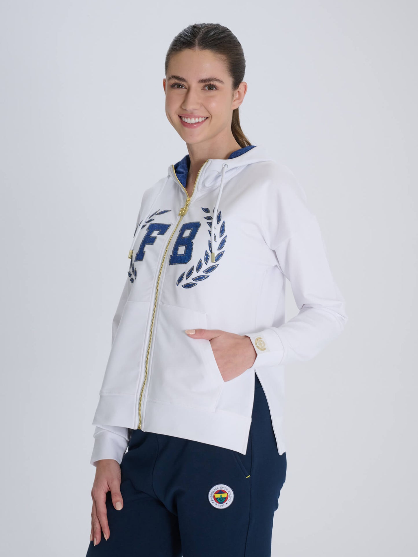 Fenerbahçe Beyaz Kadın Kolej Sweatshirt