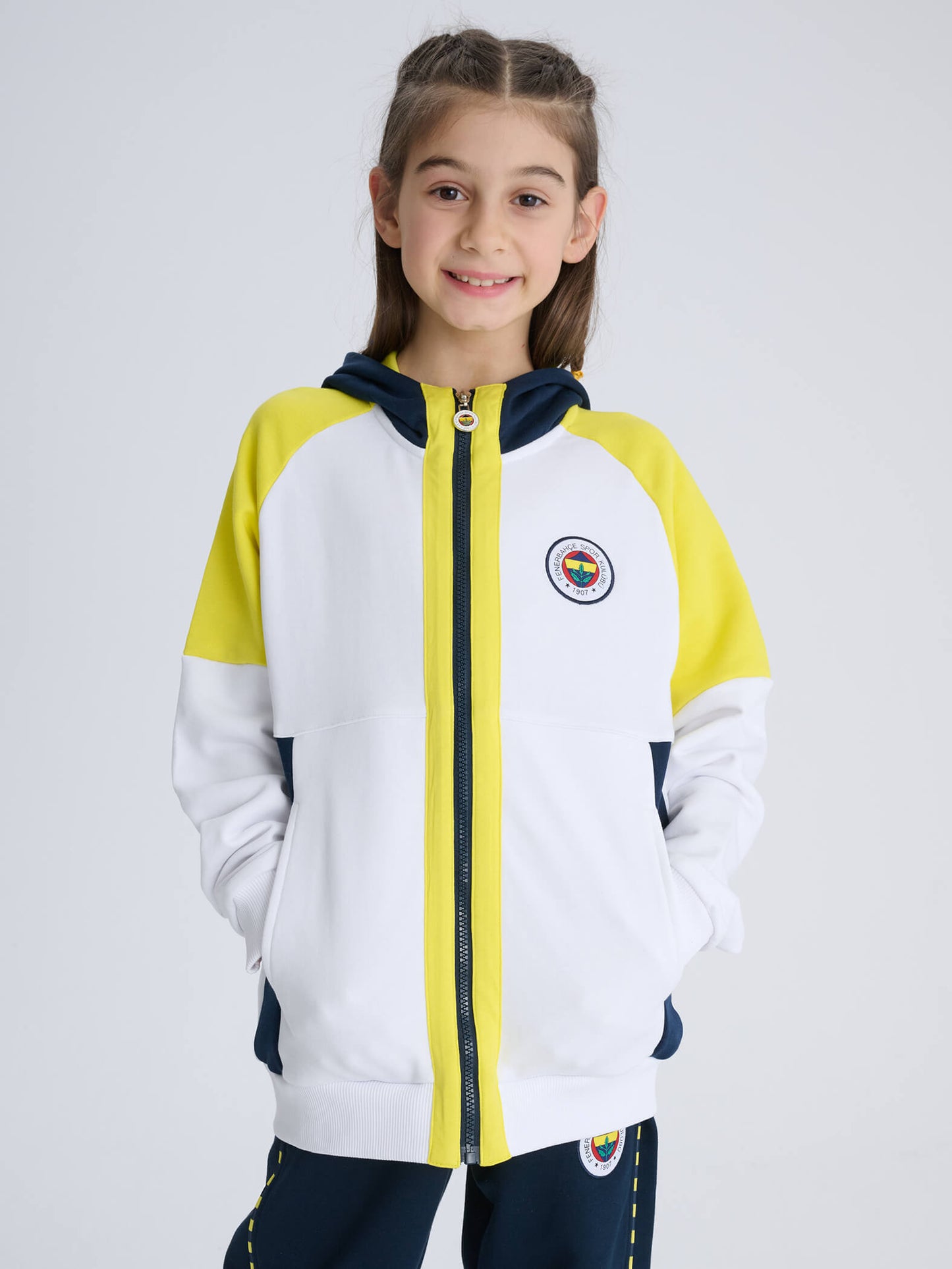 Fenerbahçe 3 Renkli Logolu Tribün Çocuk Sweatshirt