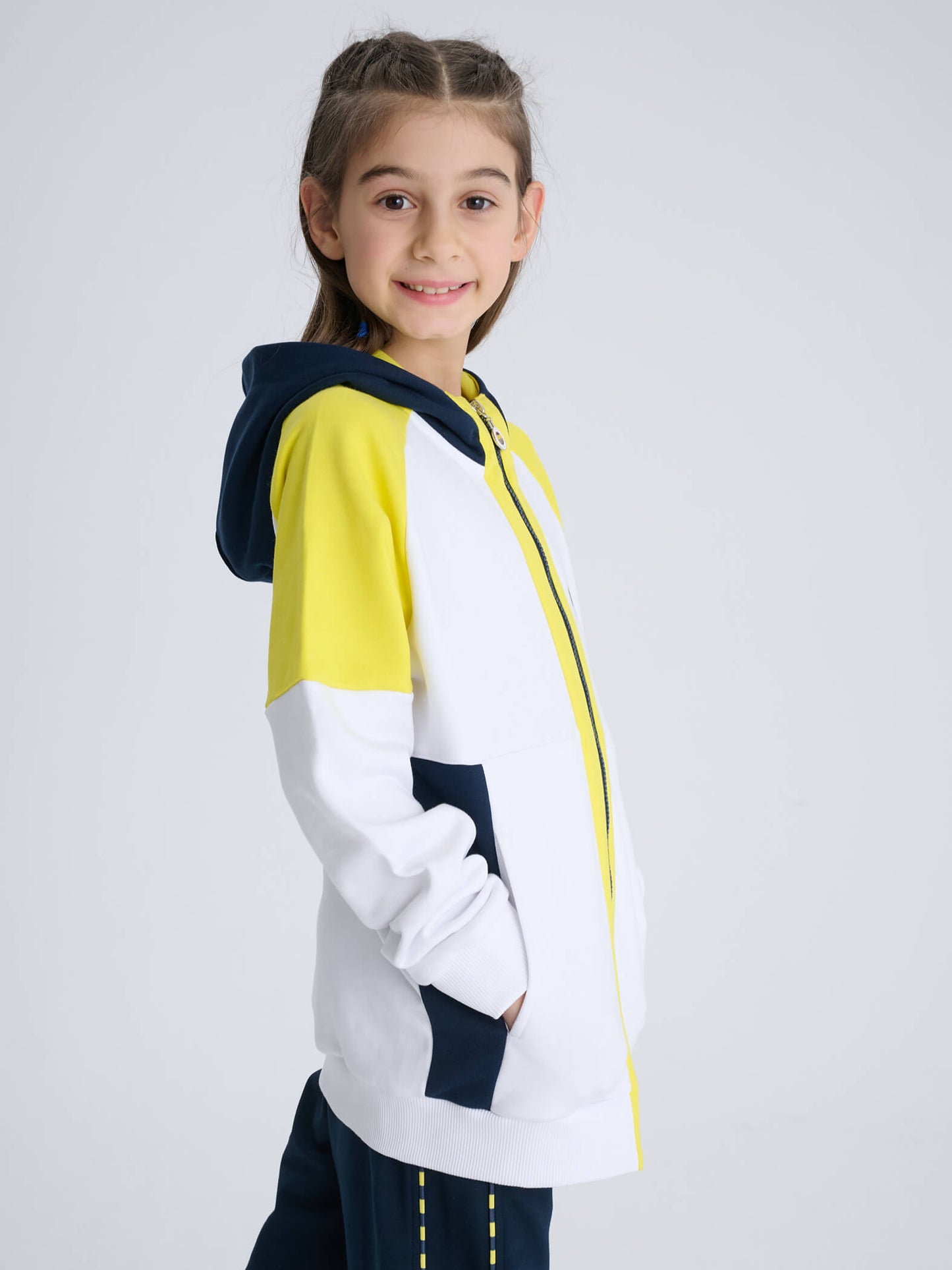 Fenerbahçe 3 Renkli Logolu Tribün Çocuk Sweatshirt