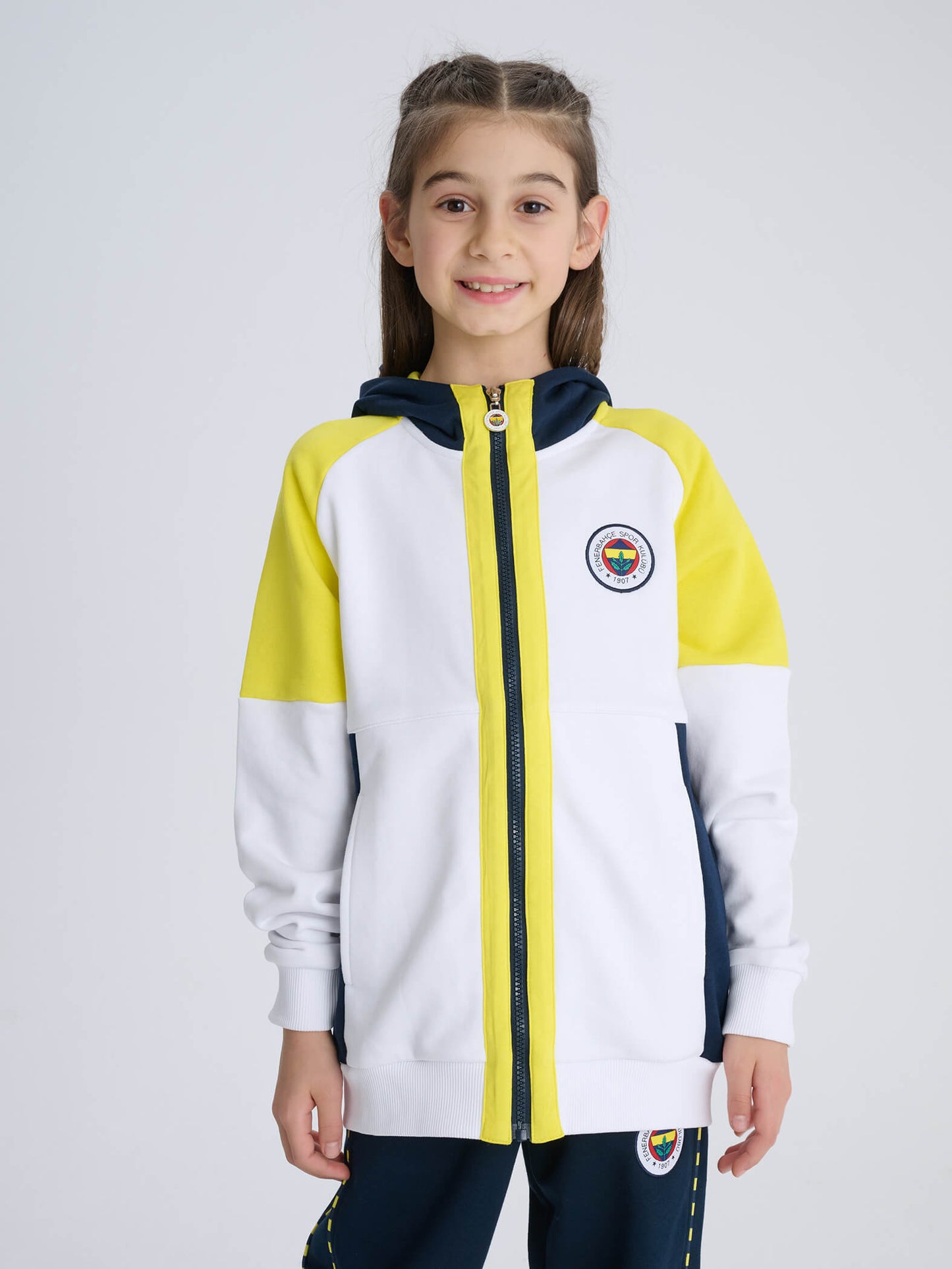 Fenerbahçe 3 Renkli Logolu Tribün Çocuk Sweatshirt