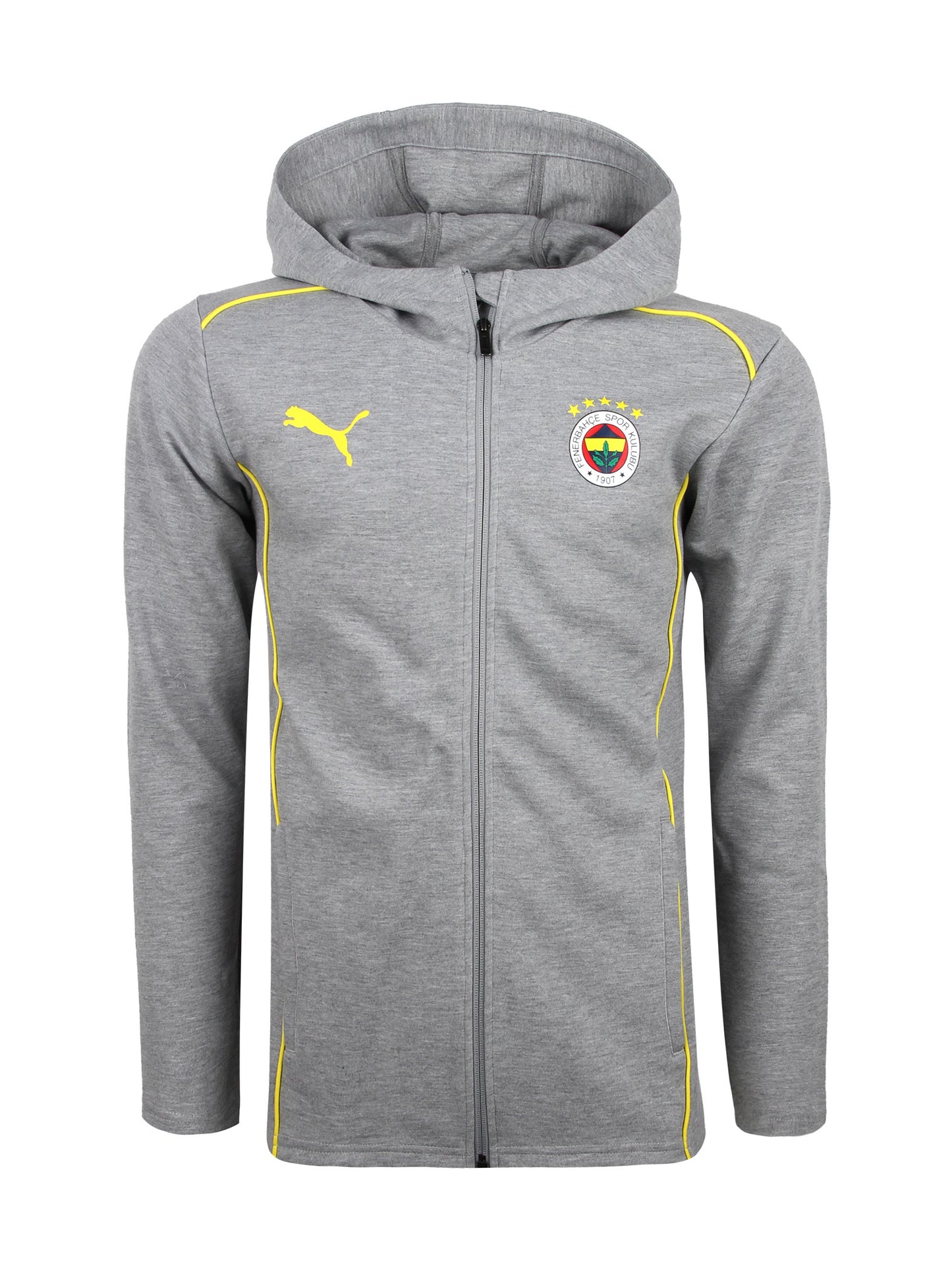 Fenerbahçe Puma Gri Melanj Kapşonlu Sweatshirt