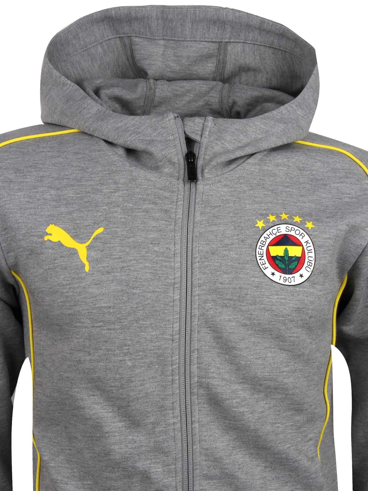 Fenerbahçe Puma Gri Melanj Kapşonlu Sweatshirt