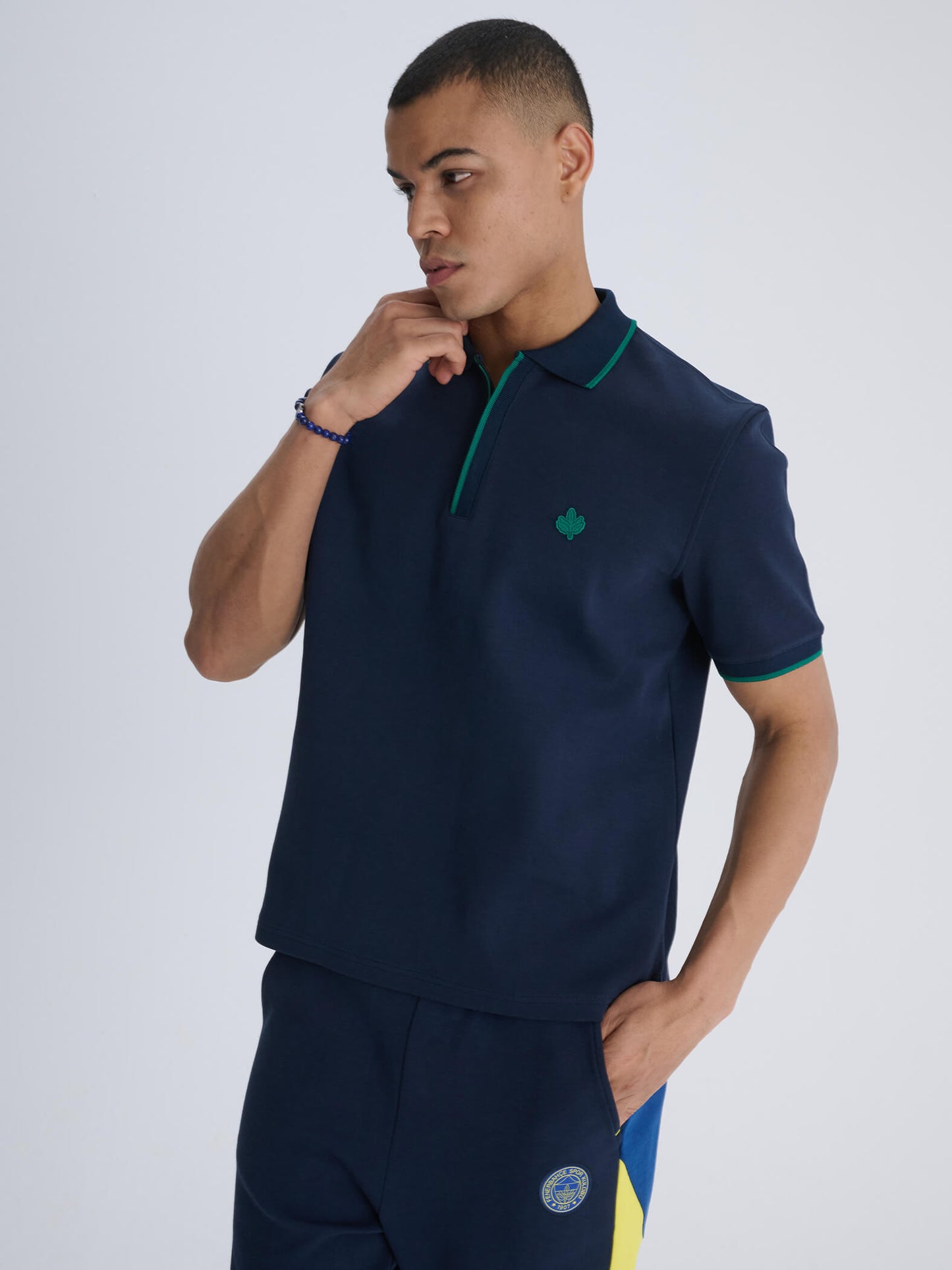 Fenerbahçe Lacivert Club Yeşil Palamut Logolu Erkek Polo Tshirt