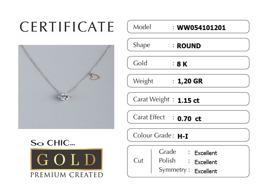 Beyaz Altın Sertifikalı Premium Created Tektaş Kolye Ww05410120199
