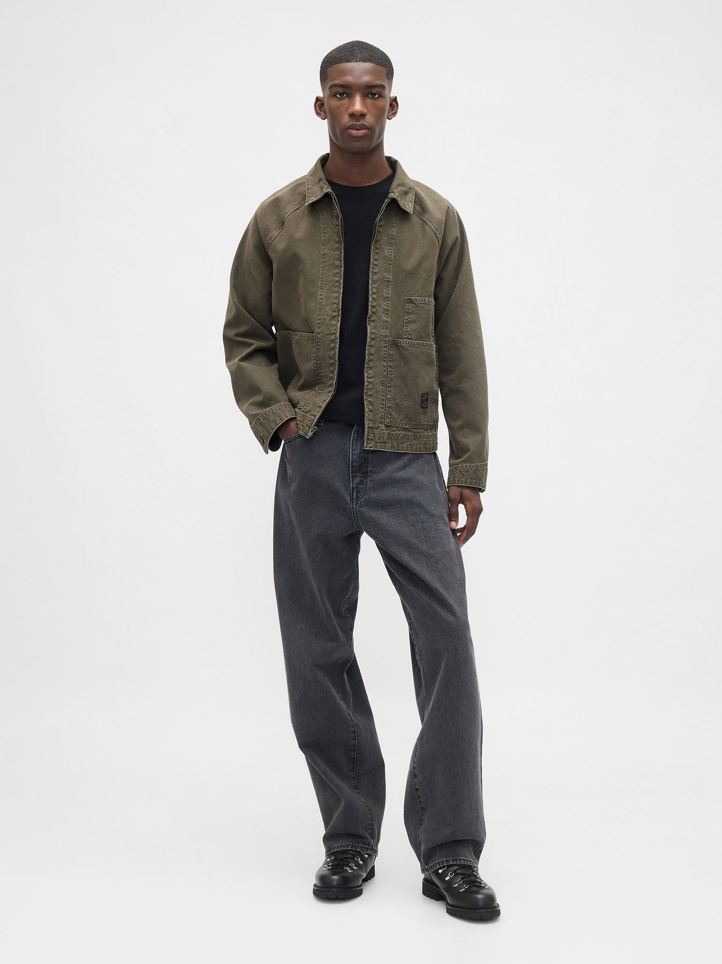 Haki Canvas Denim Chore Ceket