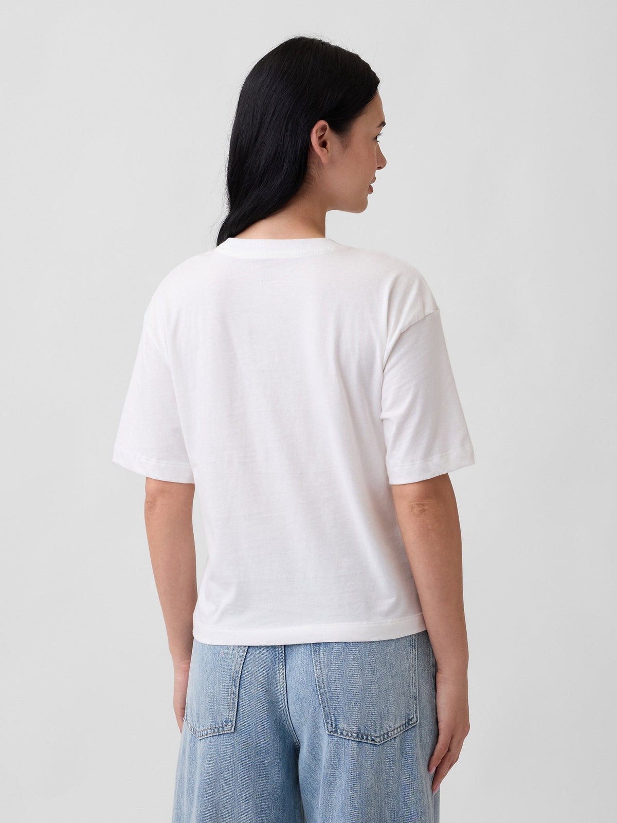 Kırık Beyaz Boxy Grafik Baskılı T-shirt