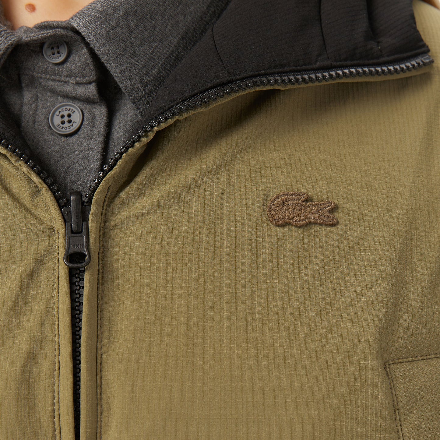 Lacoste Kadın Kapüşonlu Çift Taraflı Siyah Mont