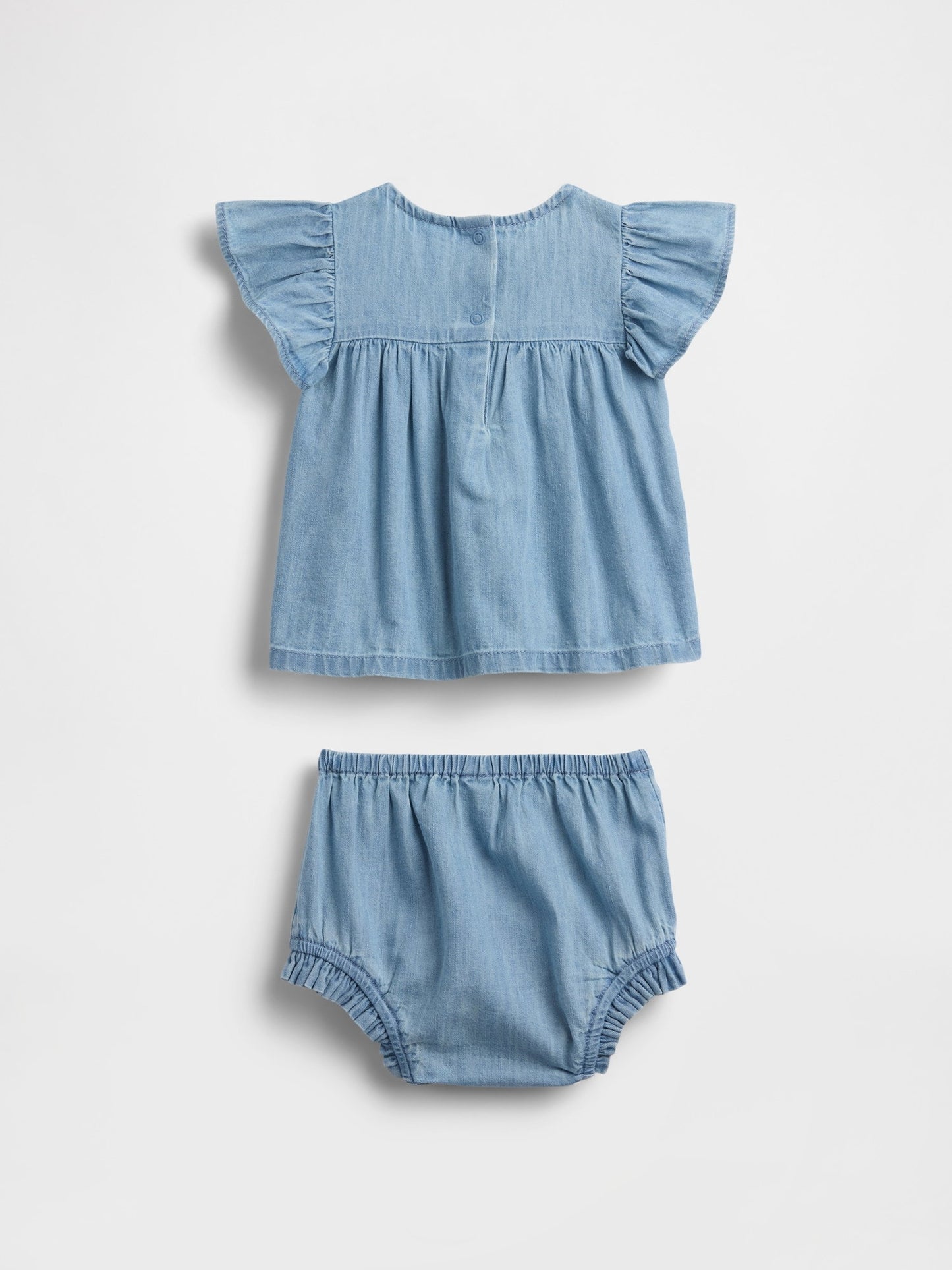 Mavi Denim Işlemeli Outfit Set