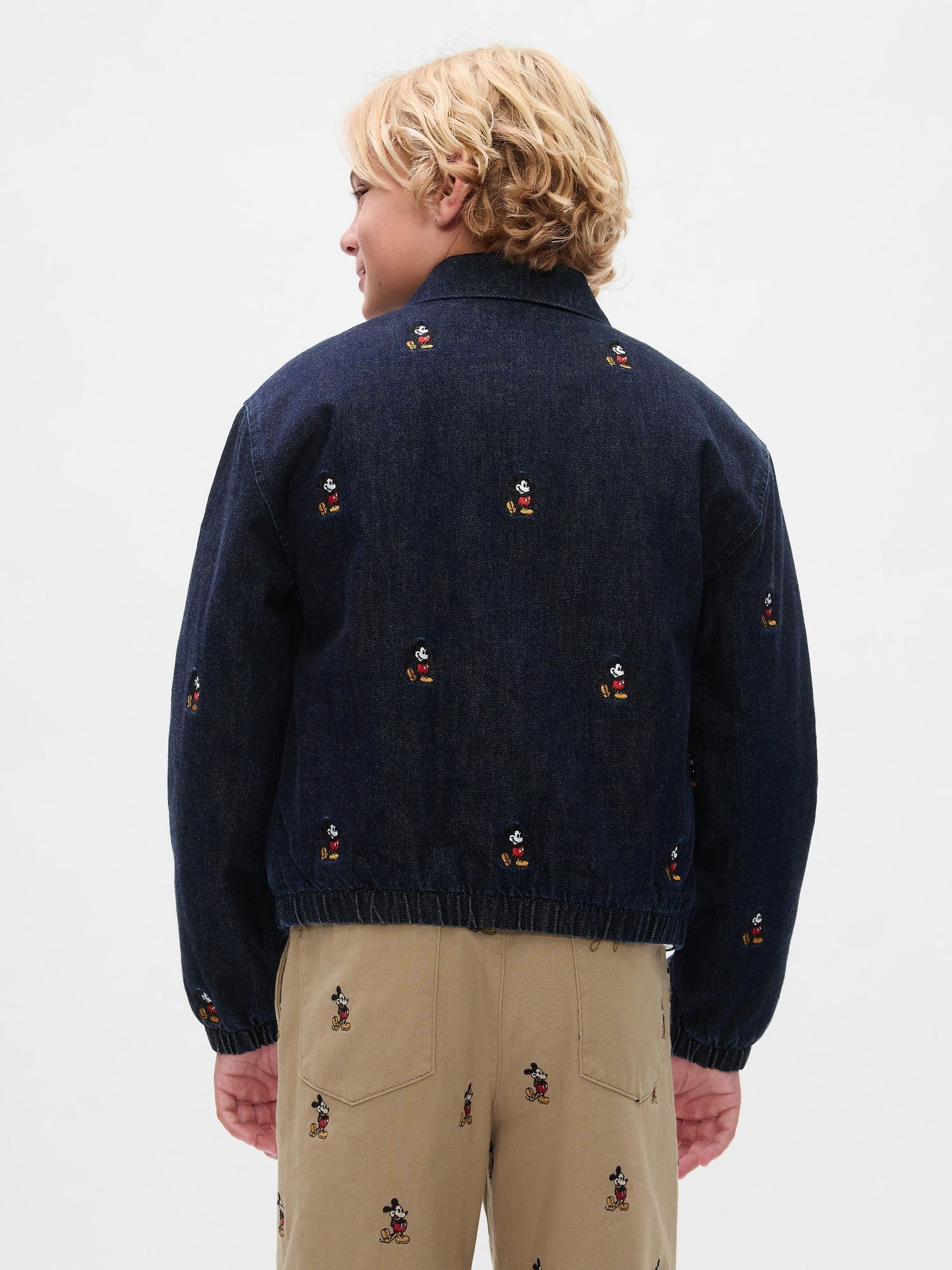 Lacivert Gap × Disney Işlemeli Denim Bomber Ceket