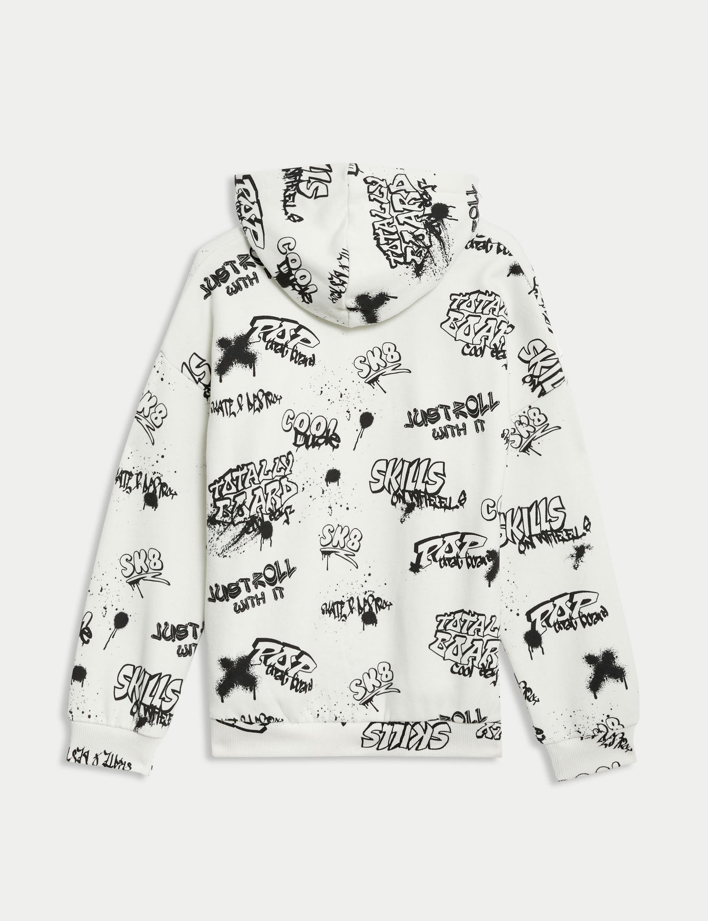 Graffiti Desenli Kapüşonlu Sweatshirt (6-16 Yaş)