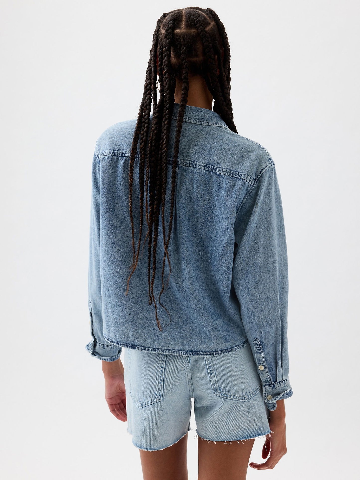 Mavi Crop Denim Gömlek