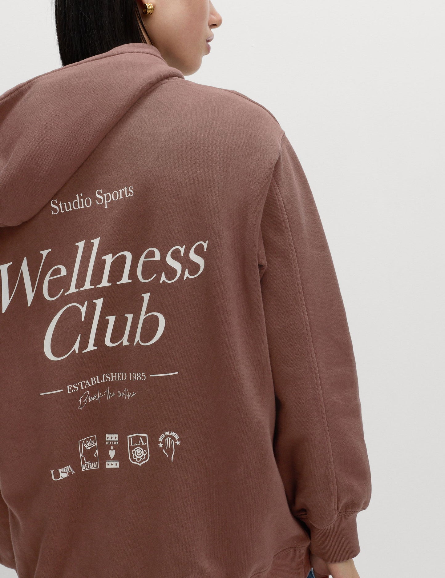 Saf Pamuk Grafik Baskılı Kapüşonlu Sweatshirt
