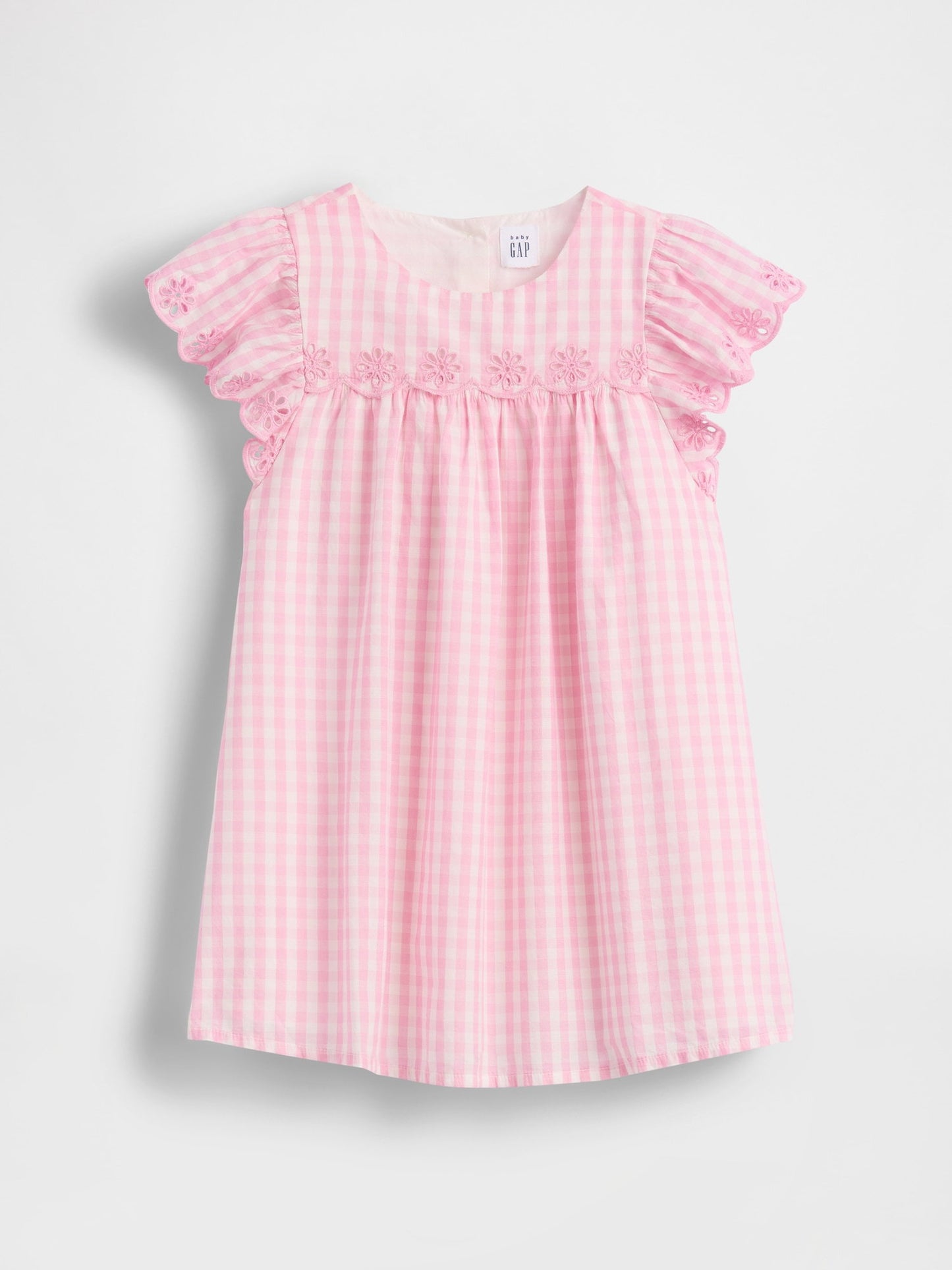 Pembe Eyelet Gingham Elbise