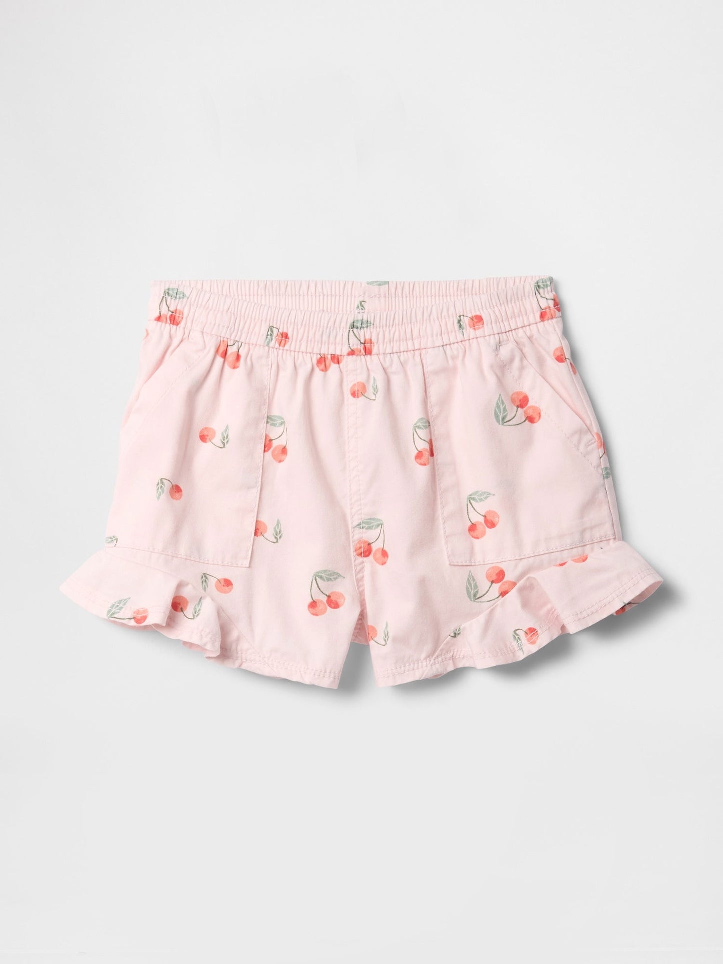 Kiraz Desenli Fırfırlı Pull-On Twill Şort