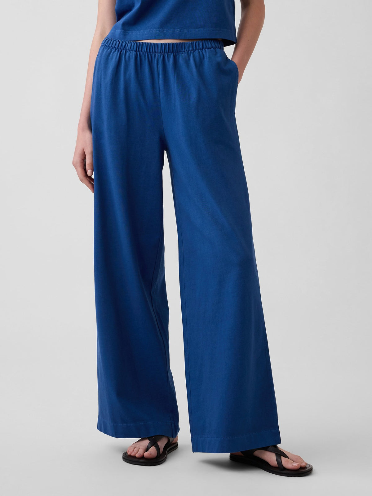 Mavi Örgü Wide-leg Pantolon