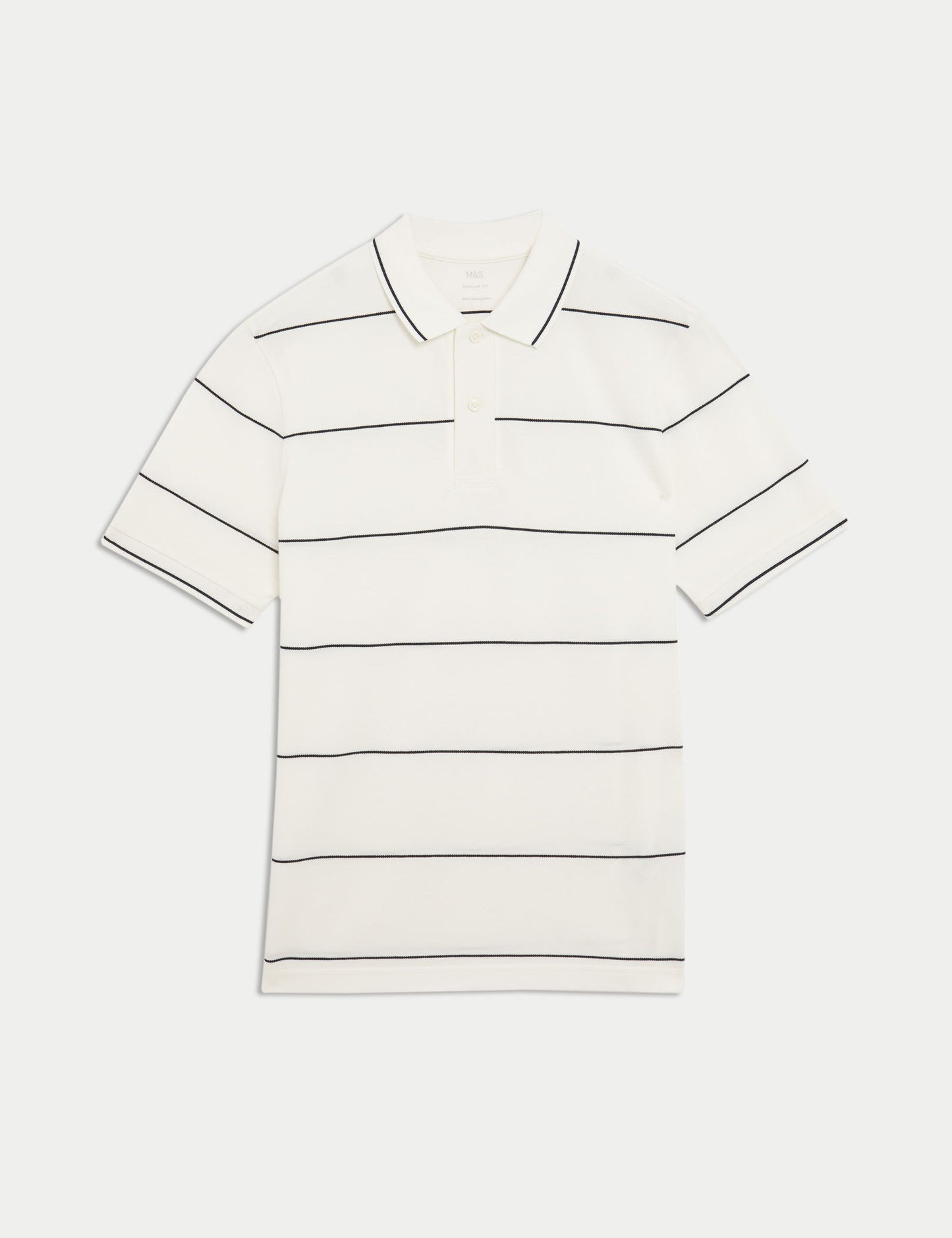 Saf Pamuklu Pique Çizgili Polo T-shirt