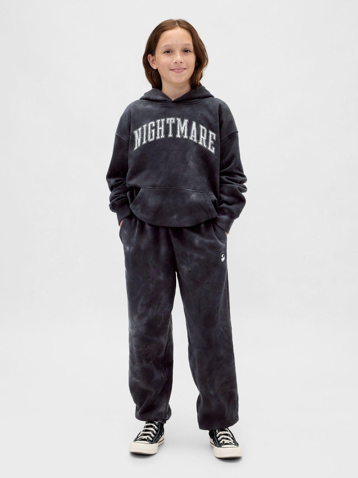 Siyah Gap × Disney Tim Burton’s The Nightmare Before Christmas Vintagesoft Skull Baggy Jogger Eşofman Altı