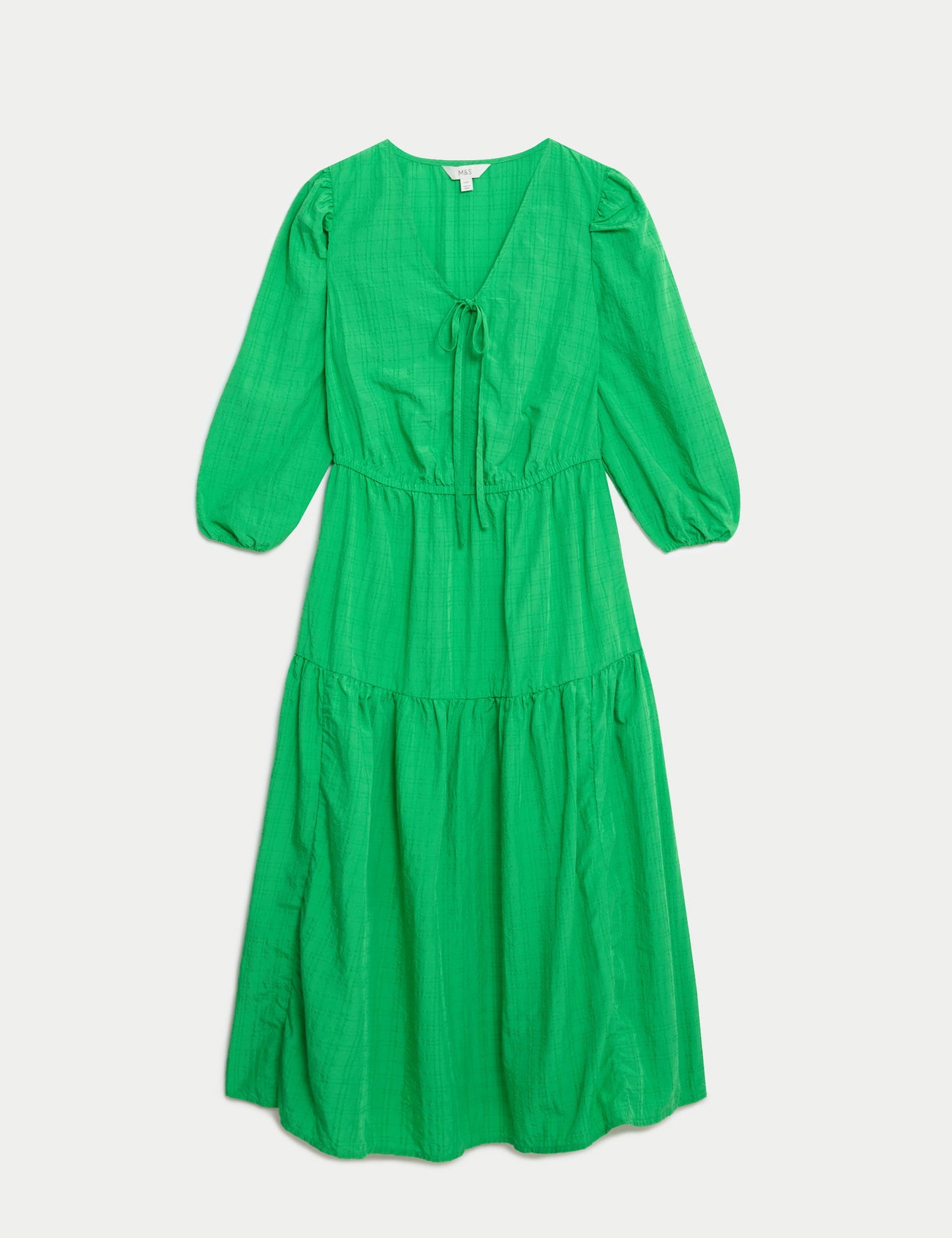 Regular Fit Dokulu Midi Elbise