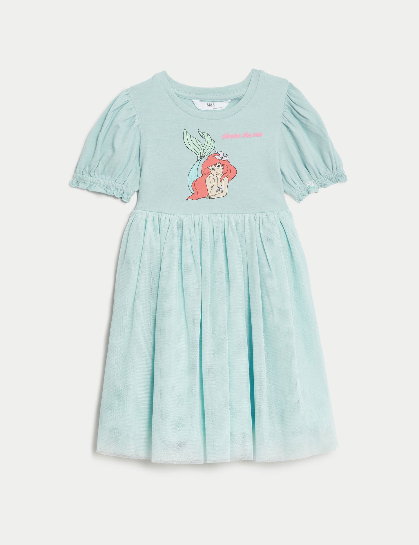 Saf Pamuklu Kısa Kollu The Little Mermaid:trade_mark: Elbise (2-7 Yaş)