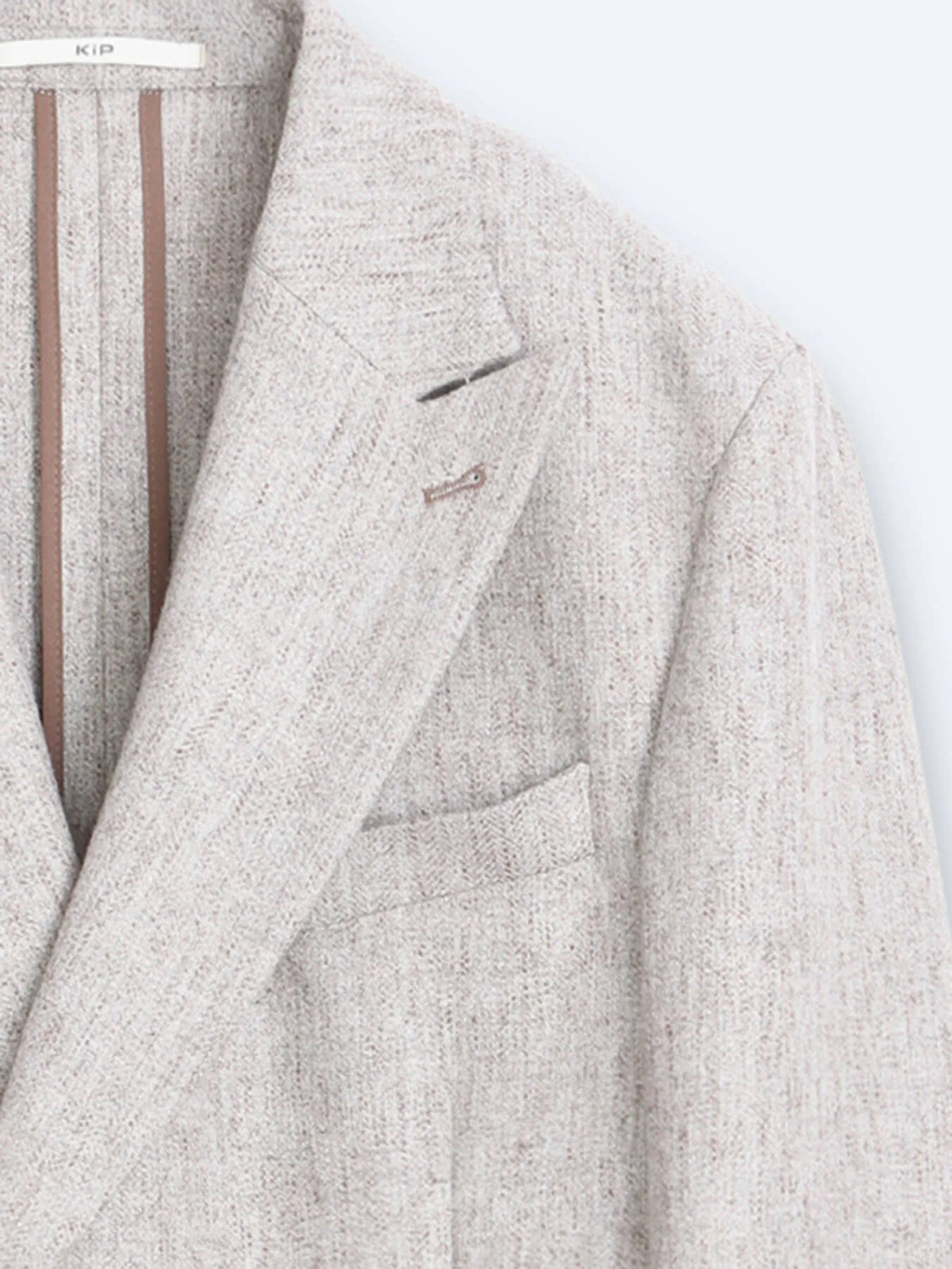 Açık Kahve Desenli Modern Fit Yün Karışımlı Ceket