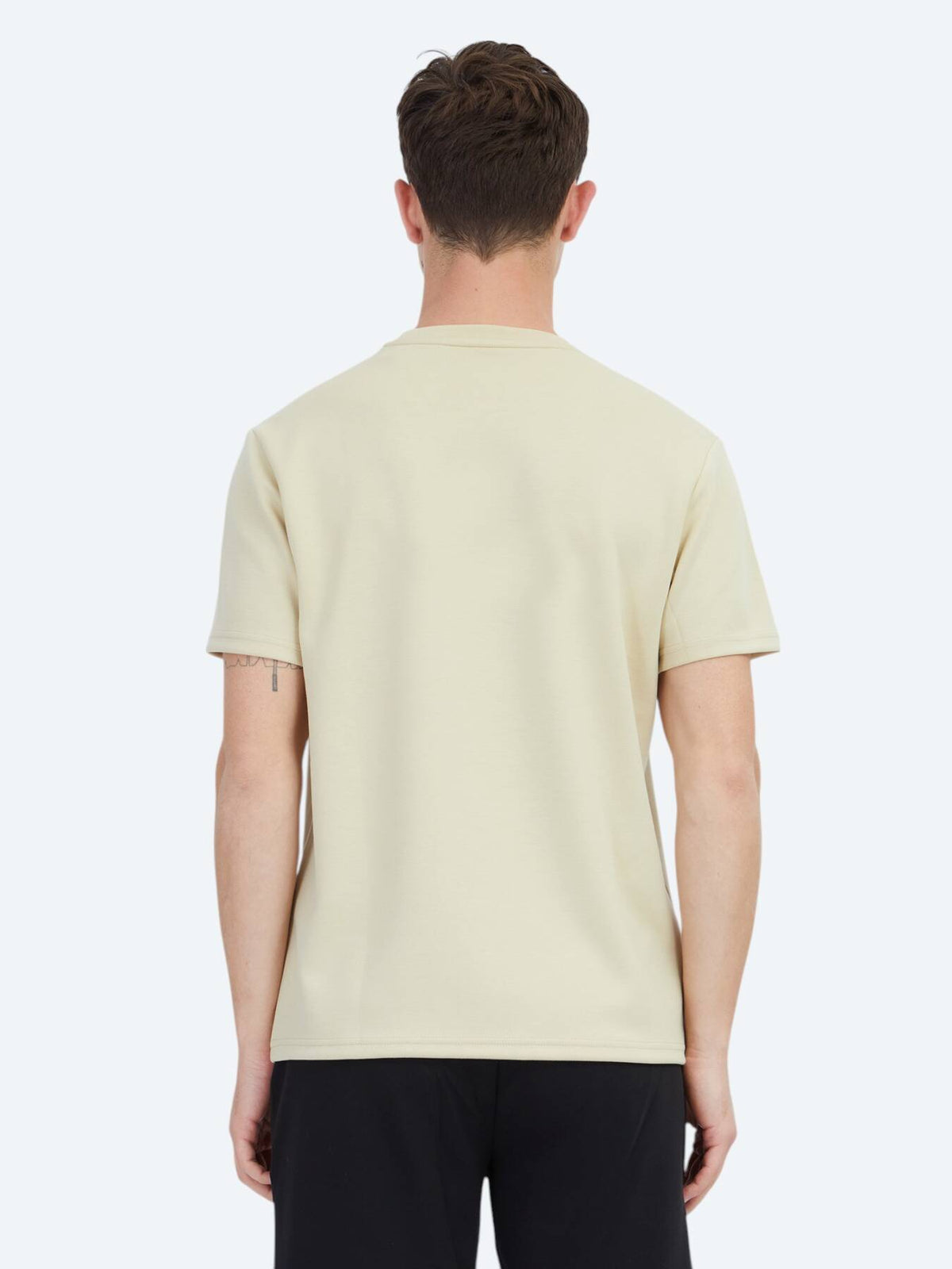 Açık Sarı Düz Bisiklet Yaka T-shirt