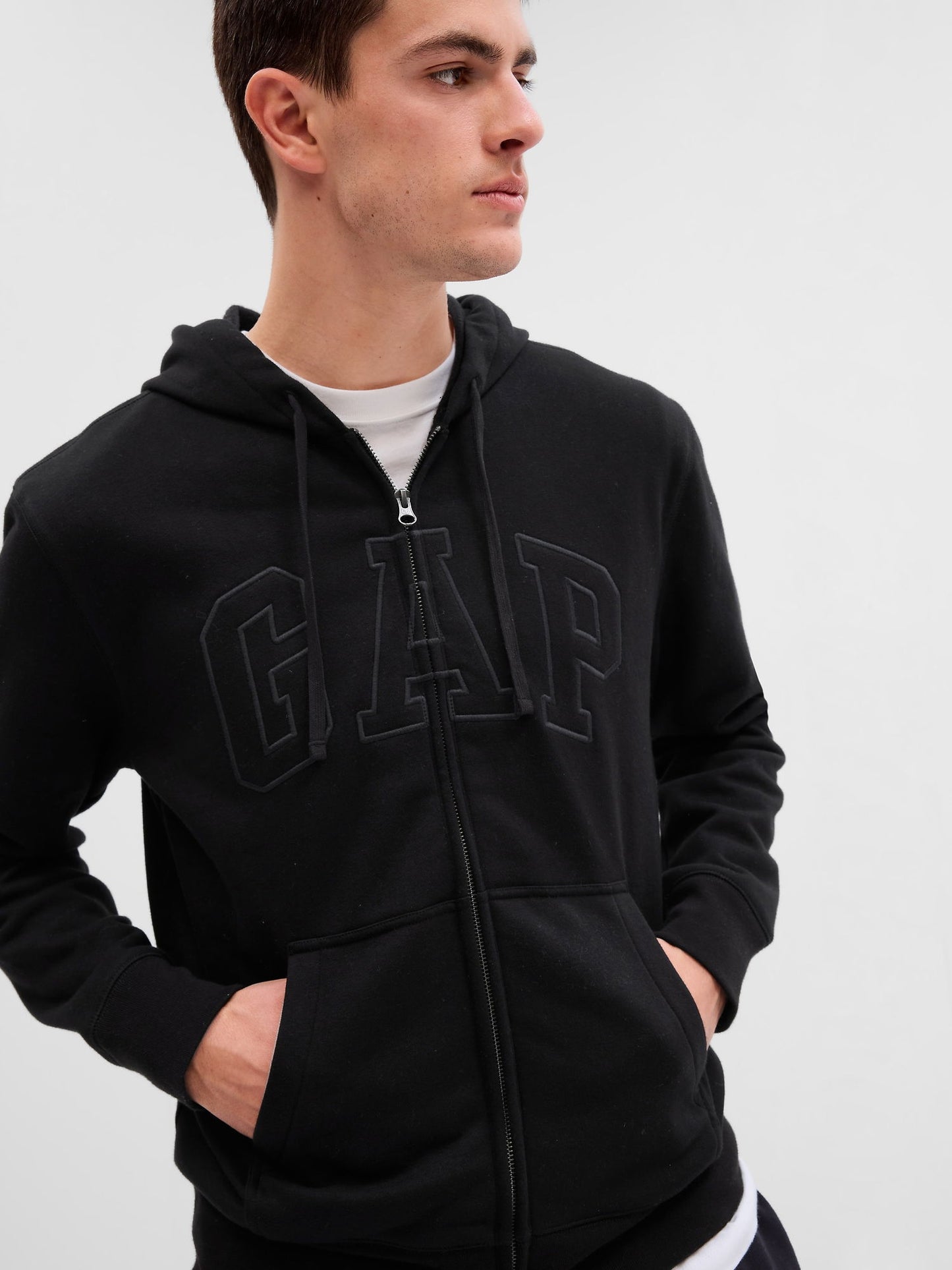 Siyah Gap Logo Kapüşonlu Fleece Sweatshirt