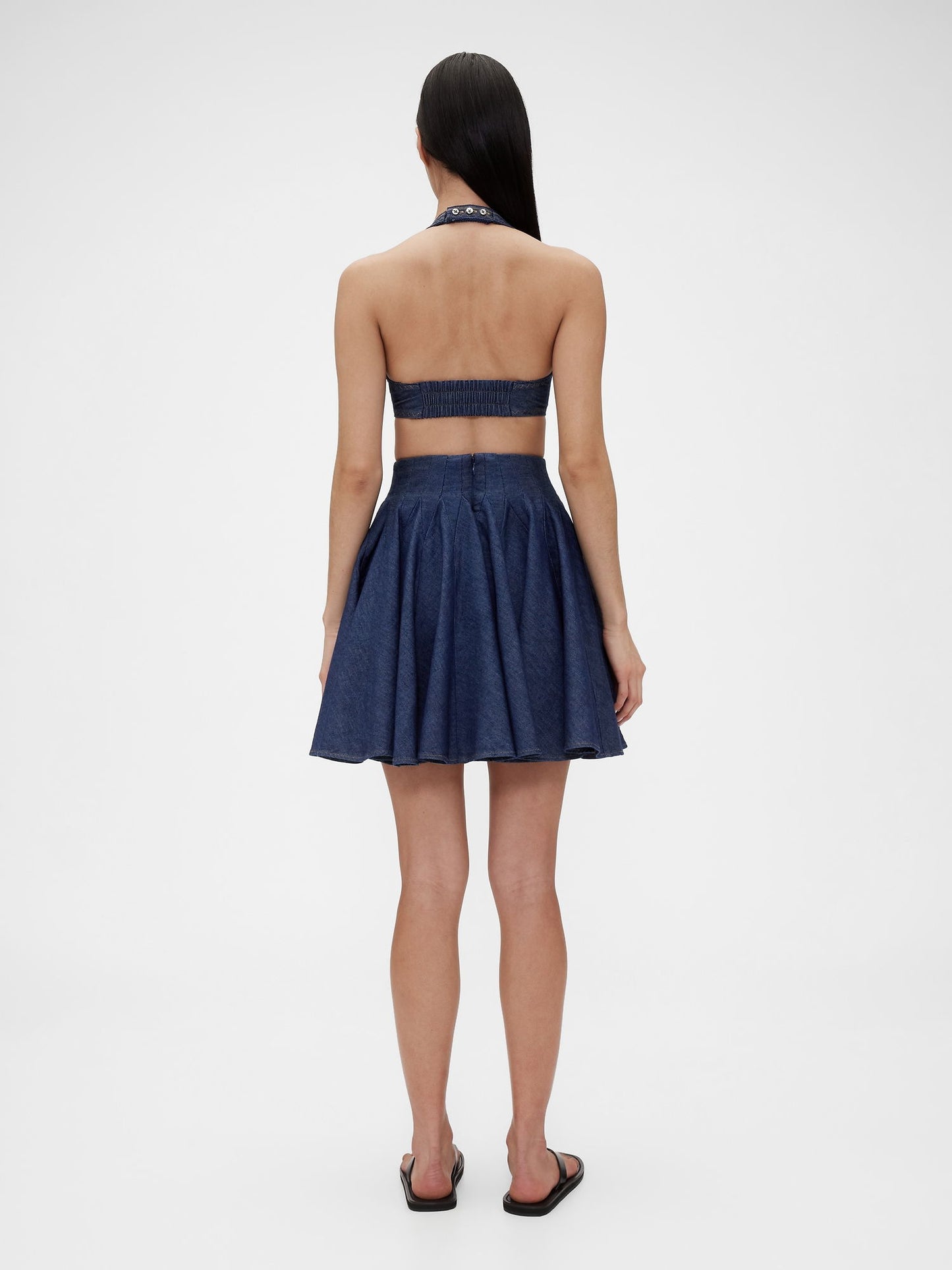 Lacivert Gapstudio Pileli Denim Mini Etek