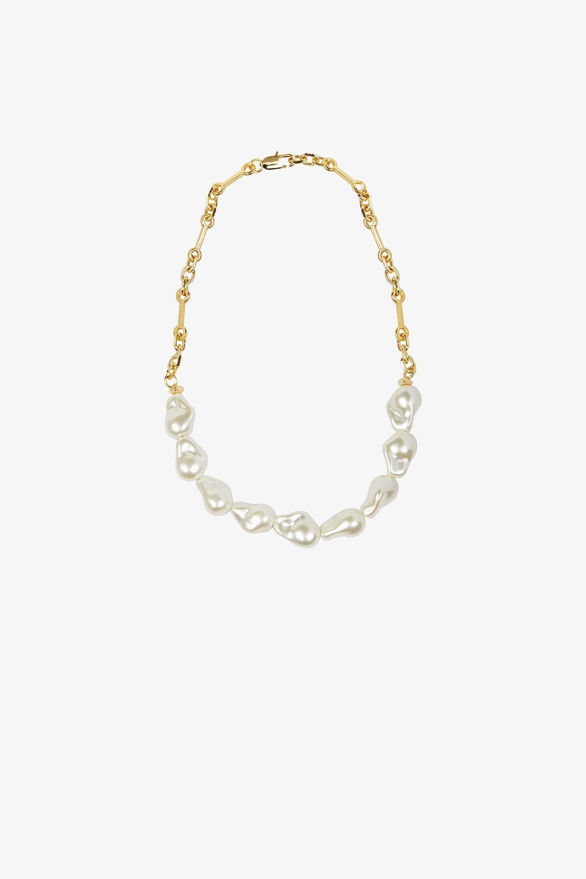 Asimetrik Inci Gold Kolye