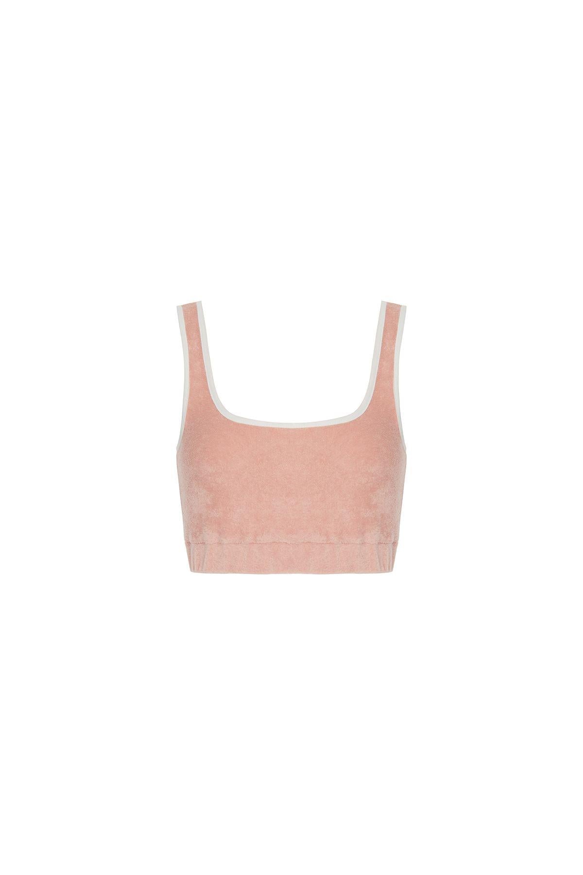 Askılı Havlu Pudra Crop Top