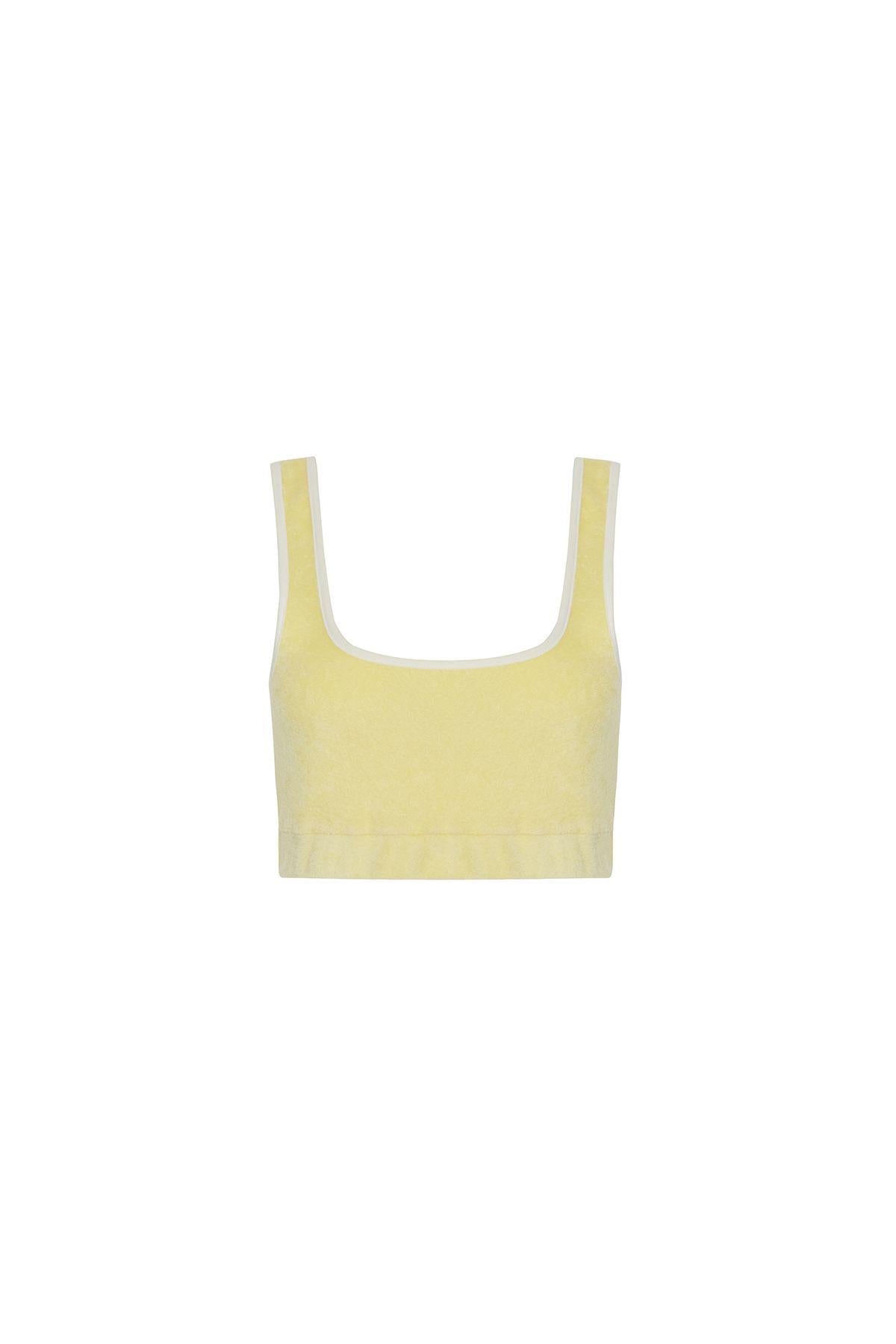 Askılı Havlu Sarı Crop Top