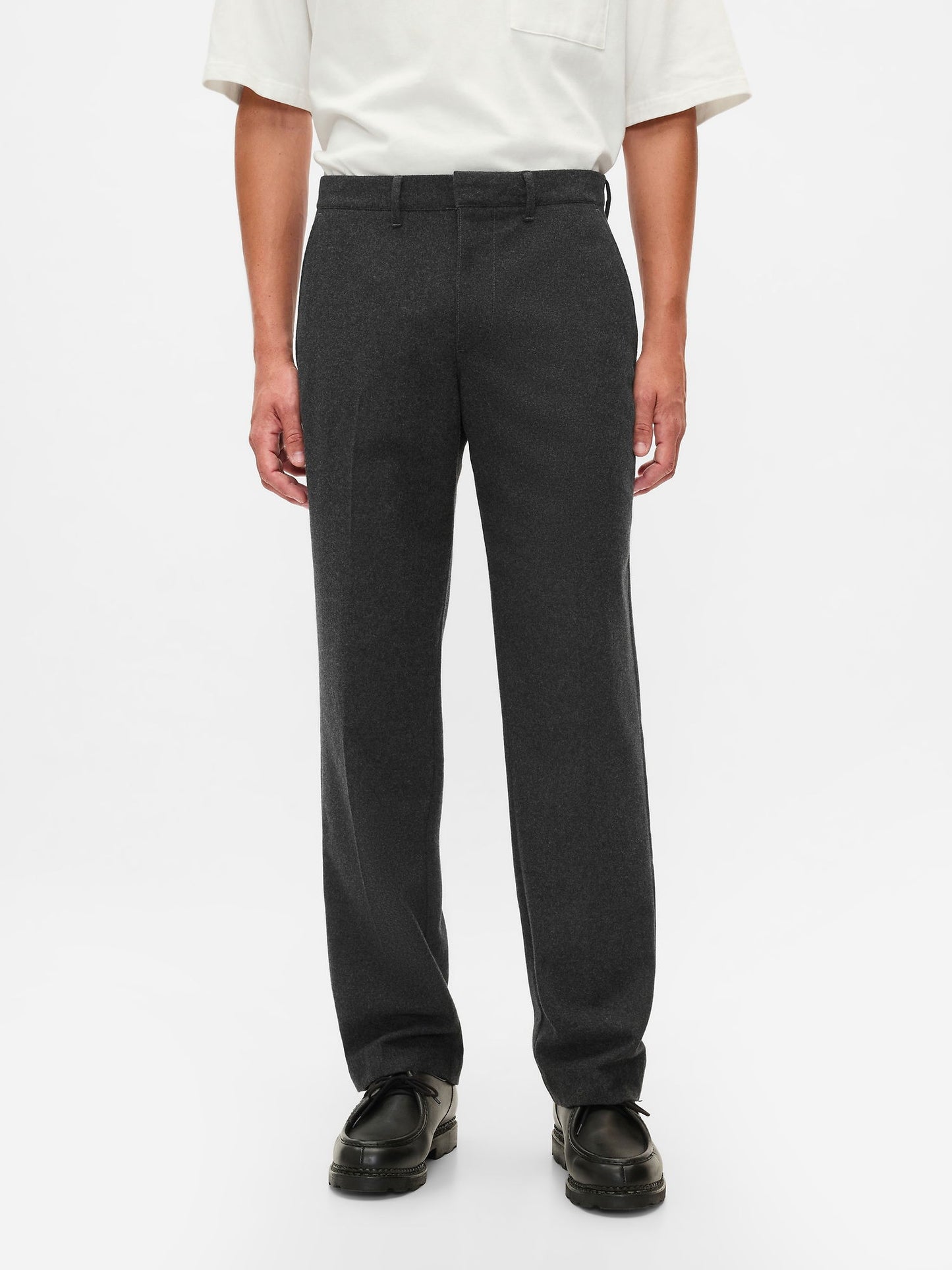 Siyah Yün Karışımlı Straight Fit Pantolon