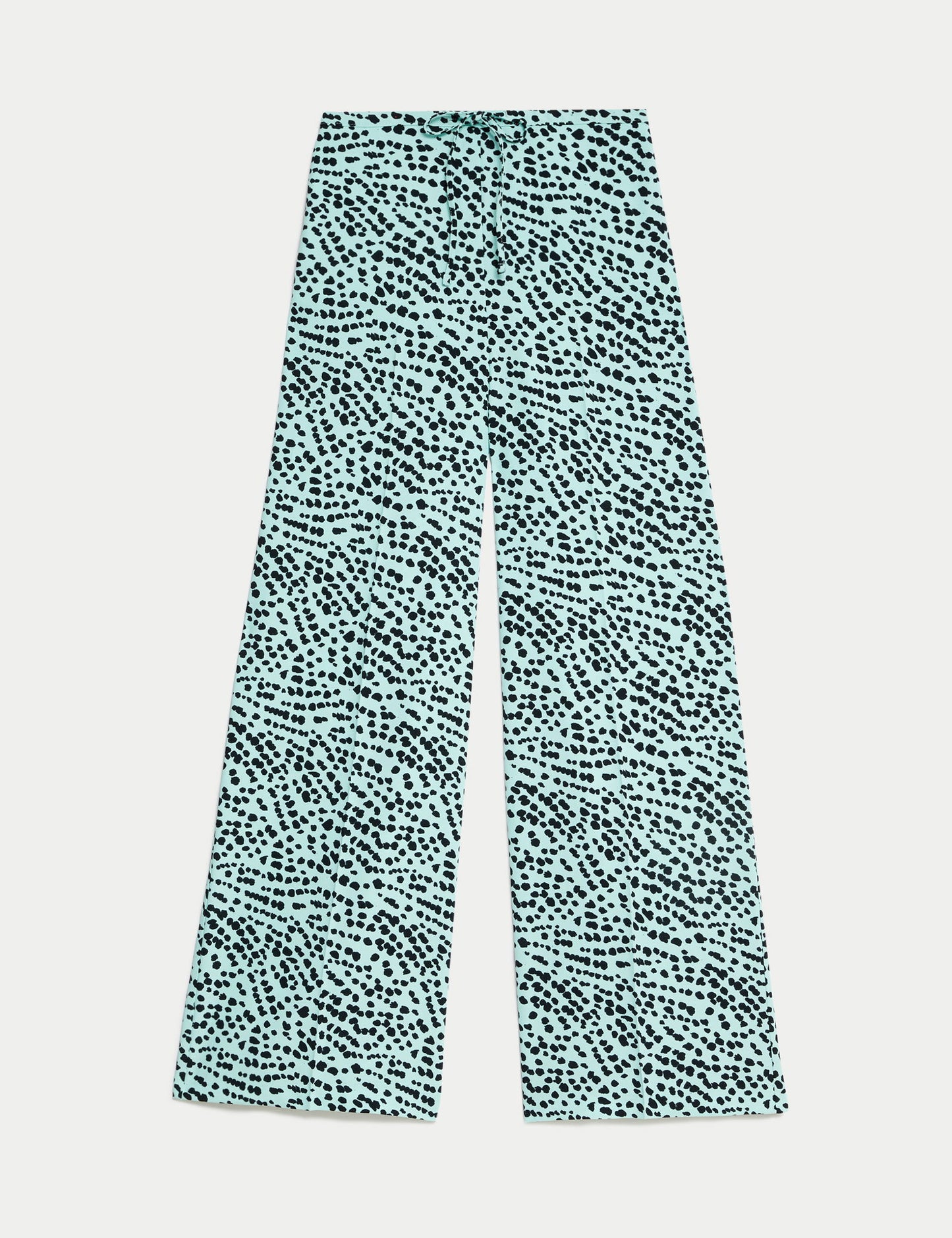 Yüksek Bel Desenli Wide Leg Pantolon