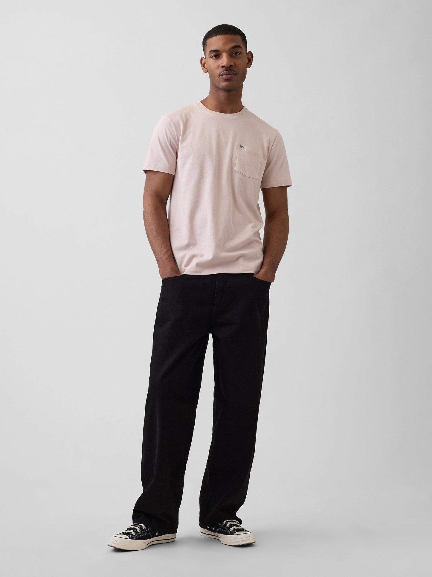 Açık Pembe Organik Pamuk Cepli T-shirt