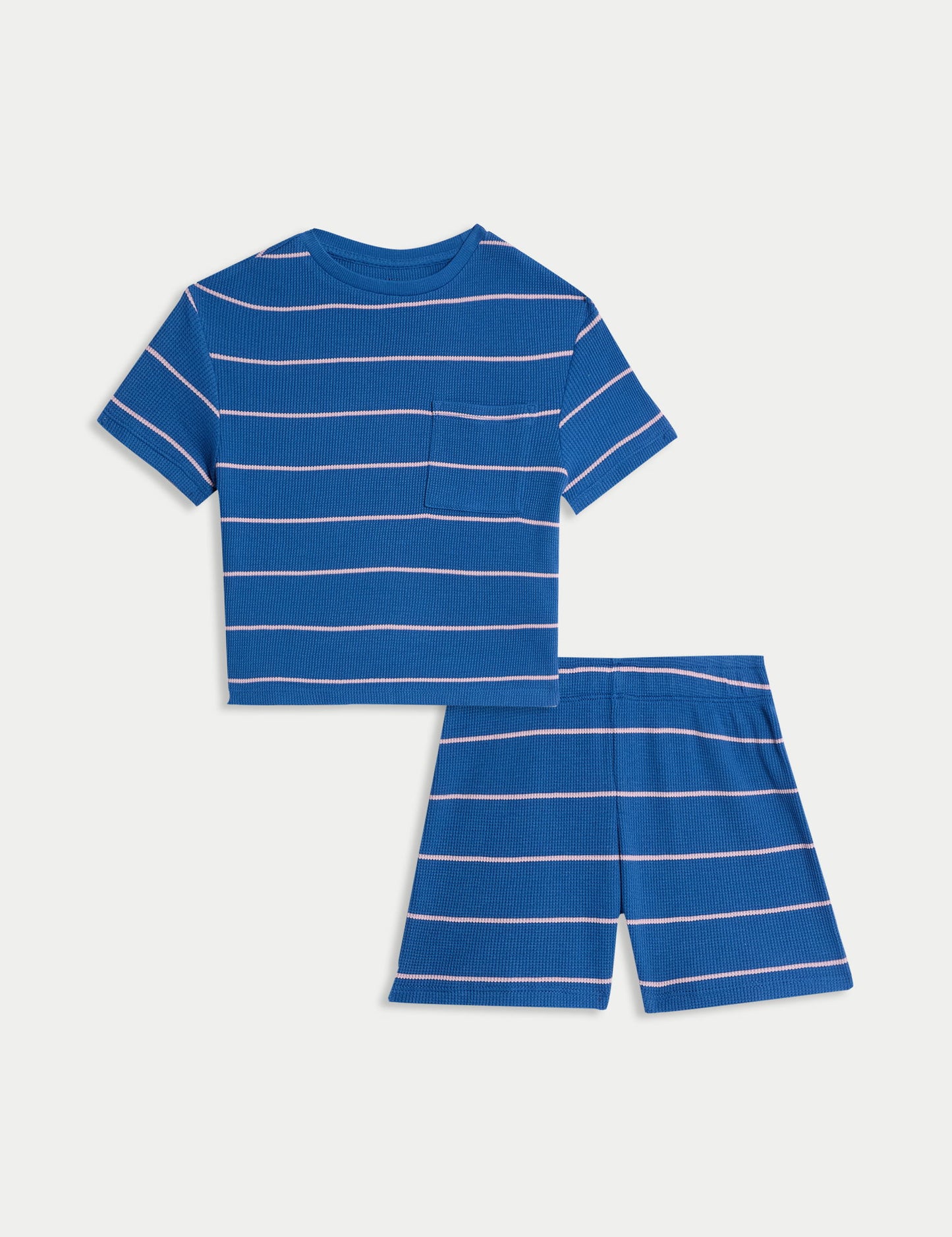 Pamuk Karışımlı Çizgili Waffle Pijama (1-16 Yaş)